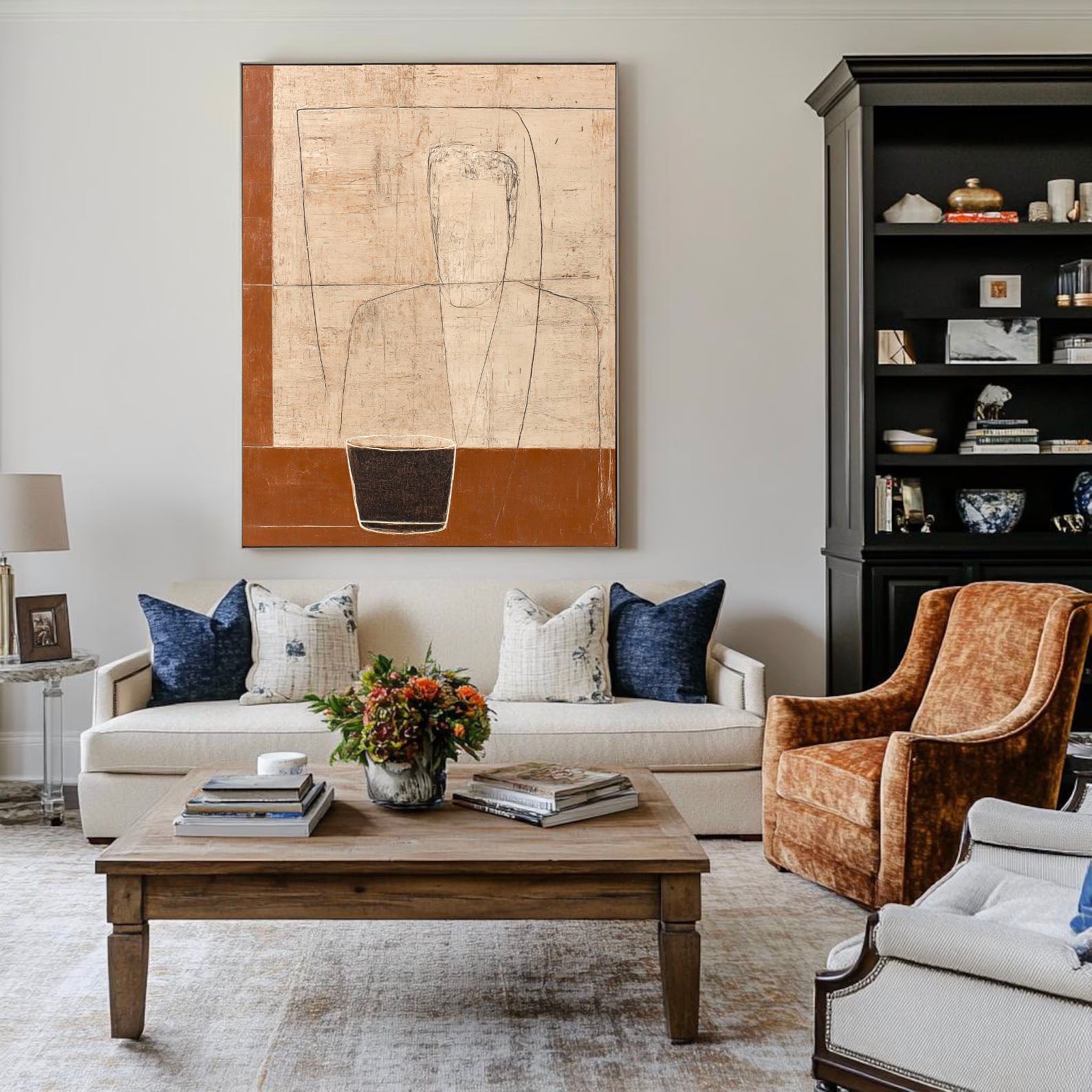 Textured Figurative Simplicity | Brown Beige