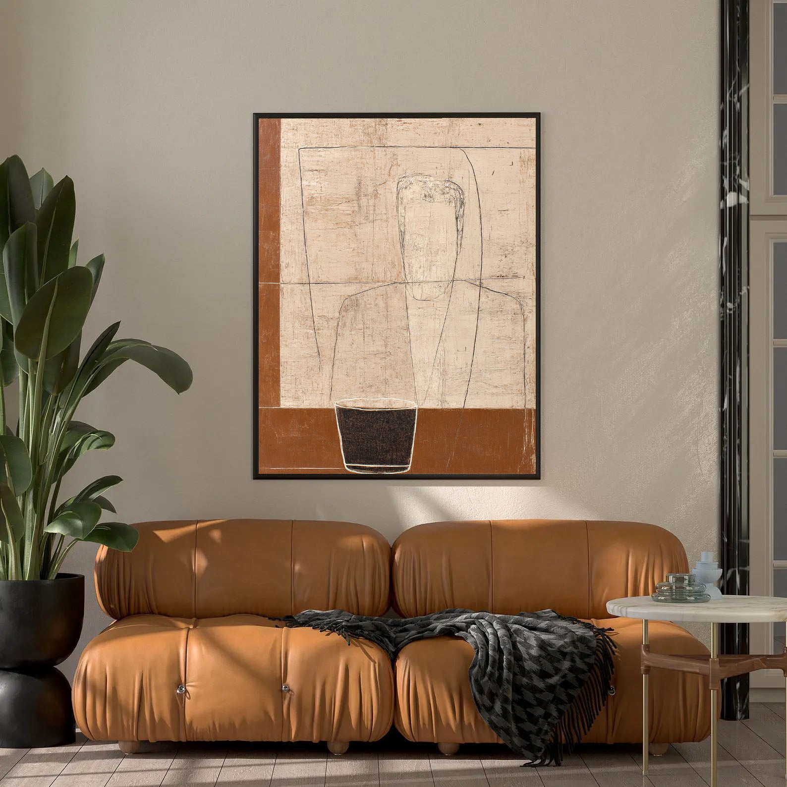 Textured Figurative Simplicity | Brown Beige