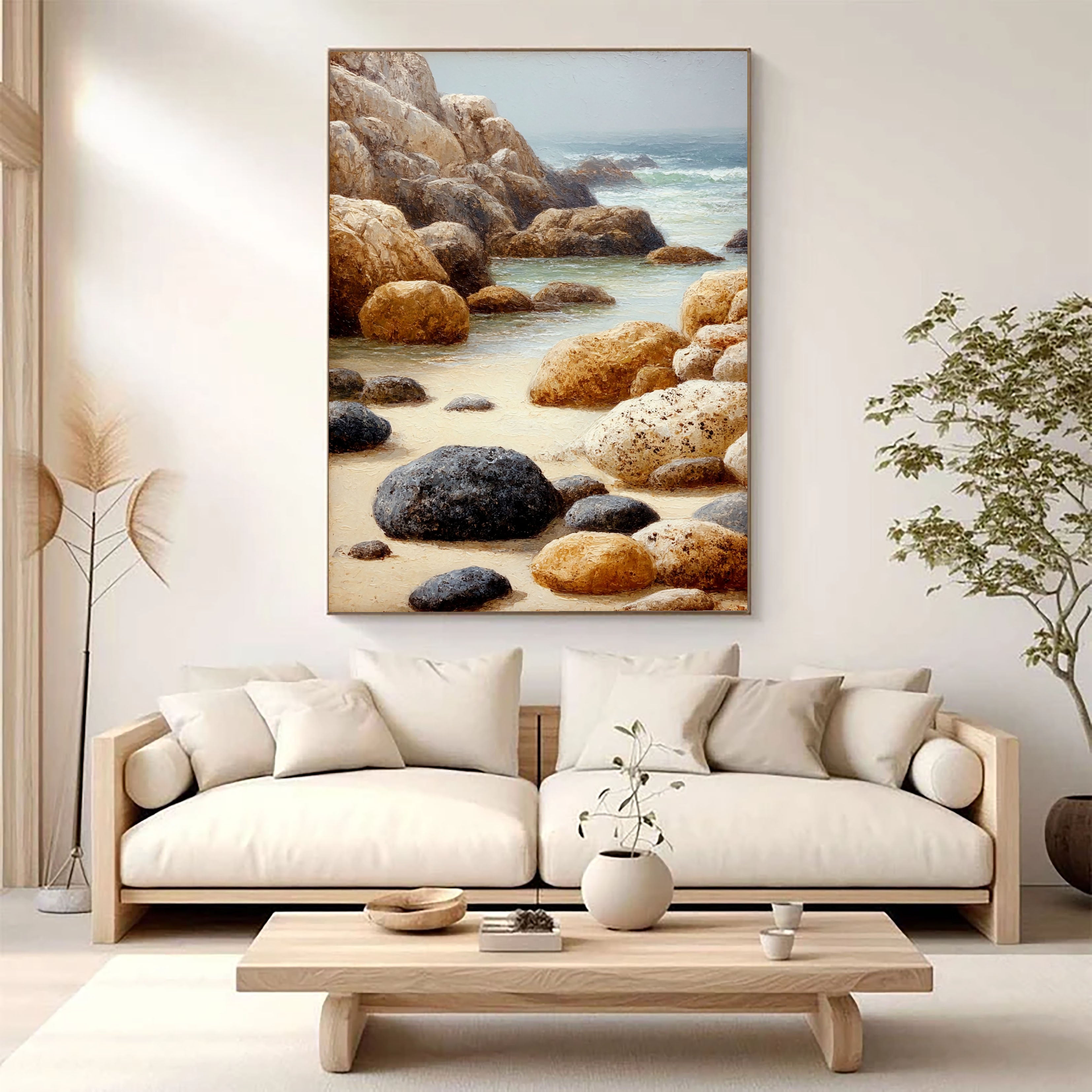 Textured Coastal Rocks | Beige Blue