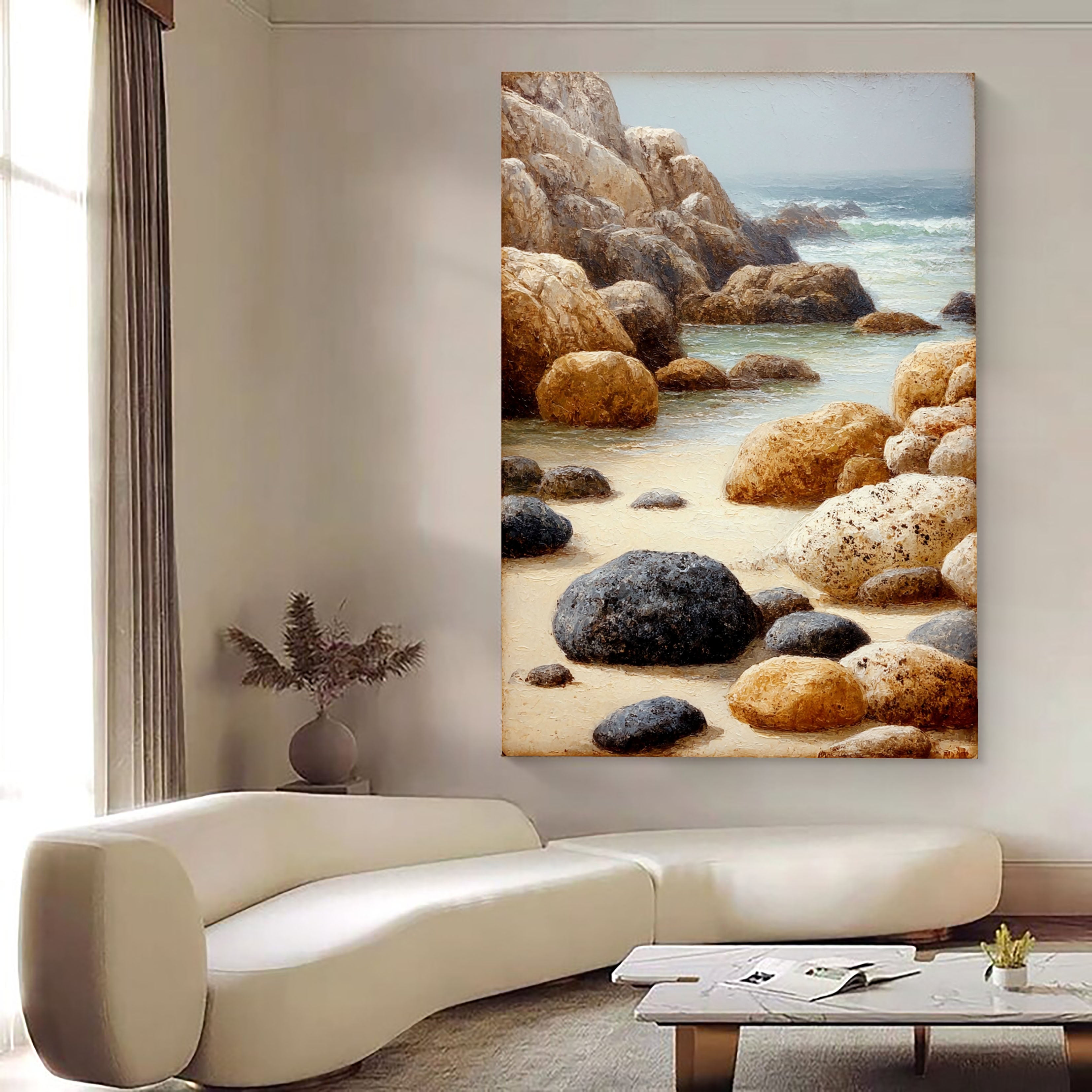 Textured Coastal Rocks | Beige Blue