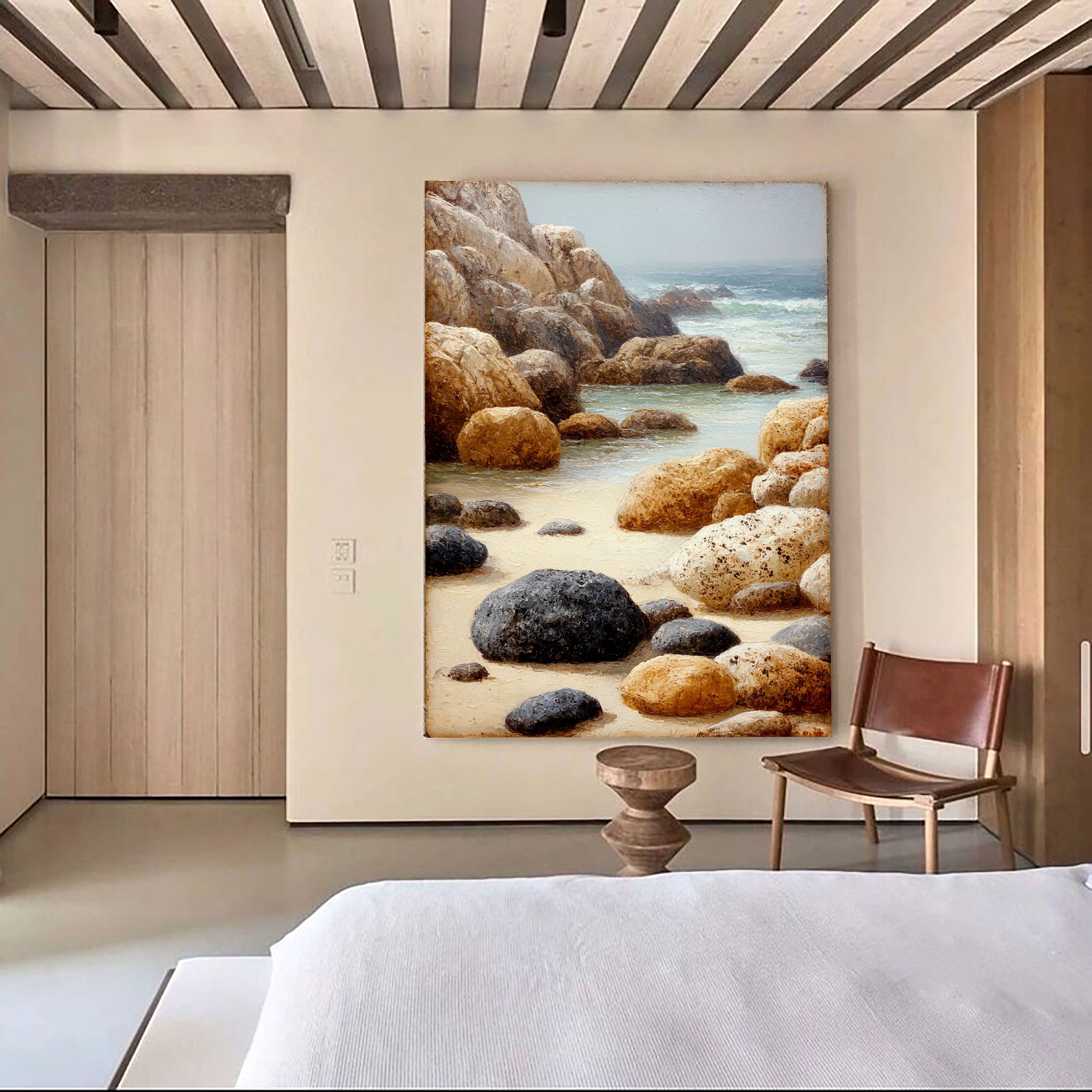 Textured Coastal Rocks | Beige Blue