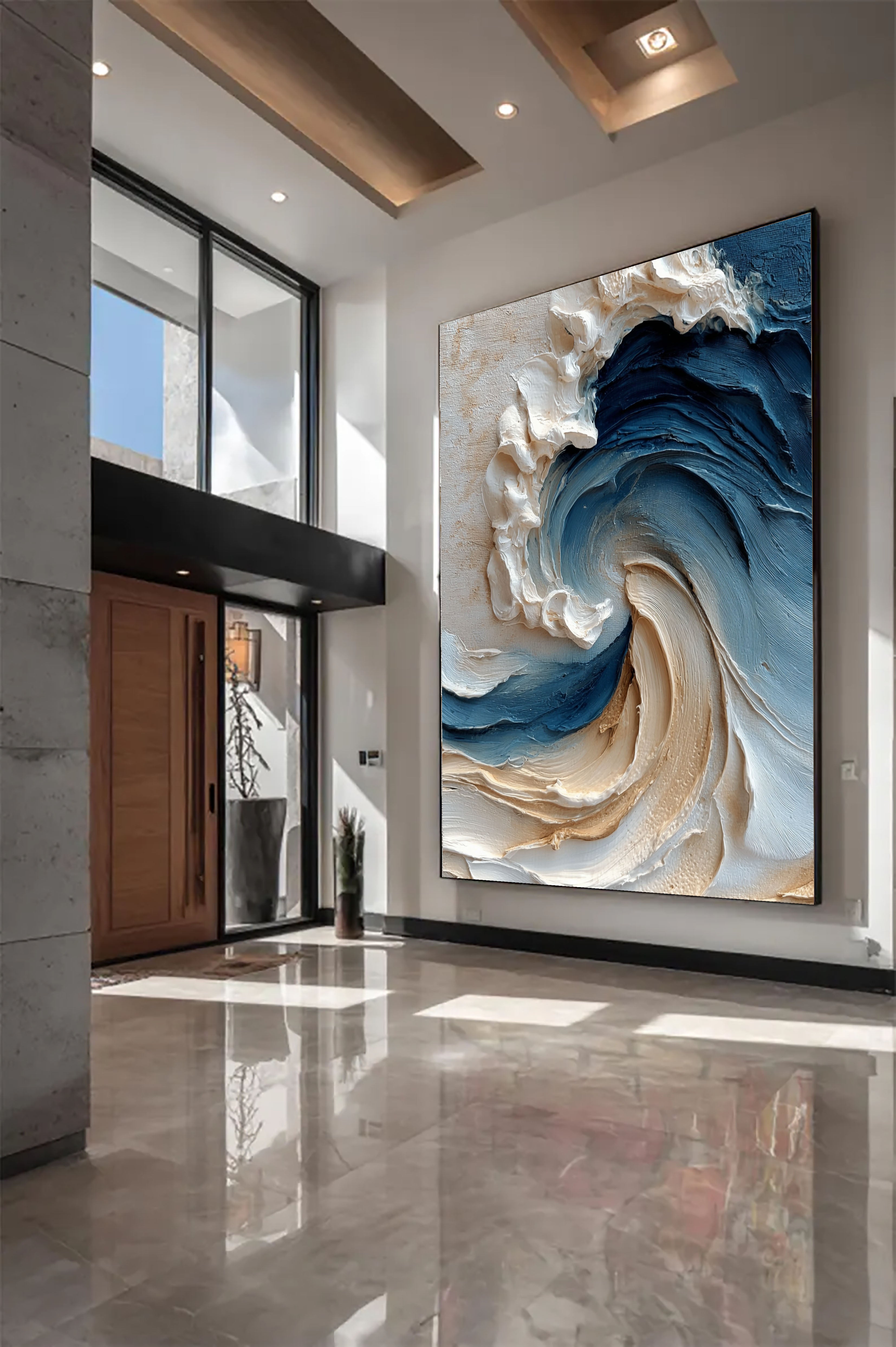 Textured Wave Opulence | Blue Crests