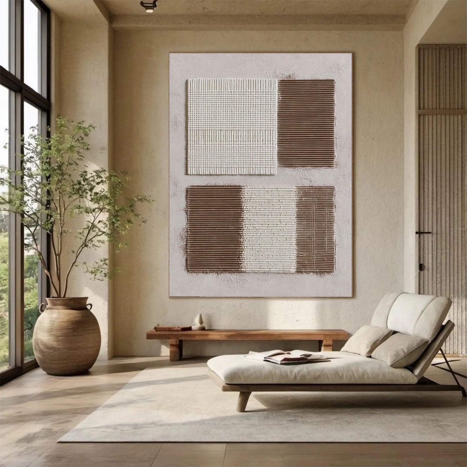 Textured Geometric Minimalism | Beige Brown