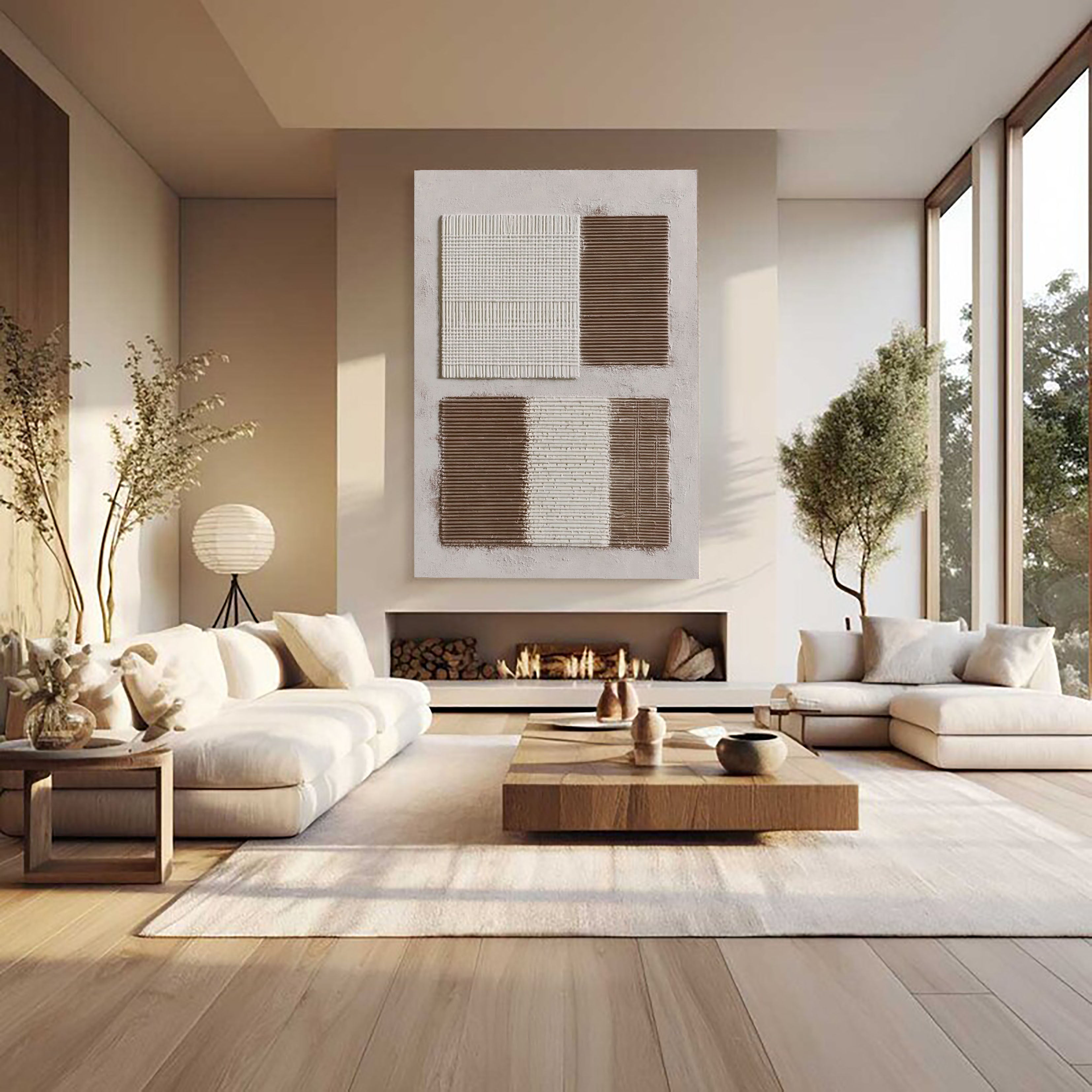 Textured Geometric Minimalism | Beige Brown