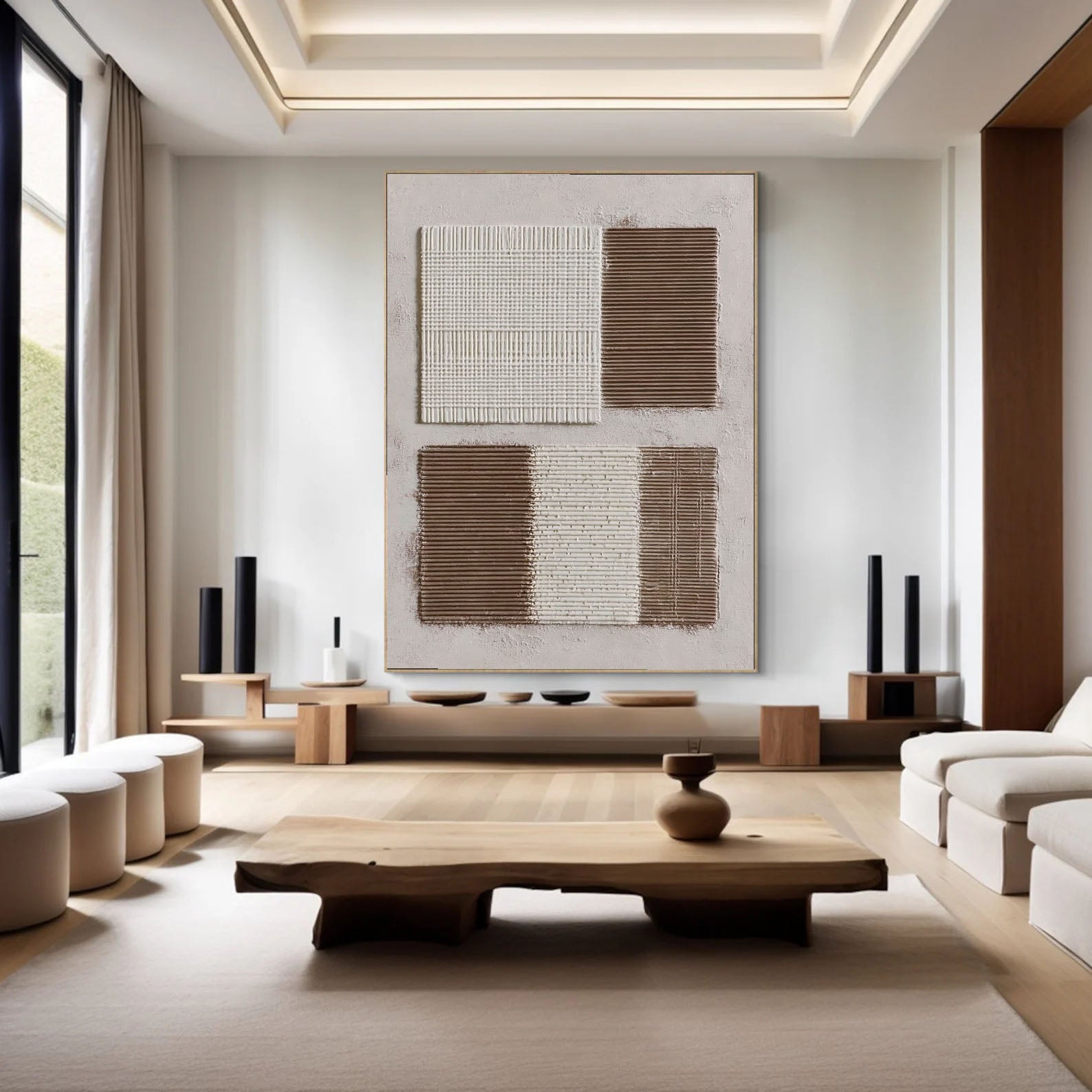 Textured Geometric Minimalism | Beige Brown