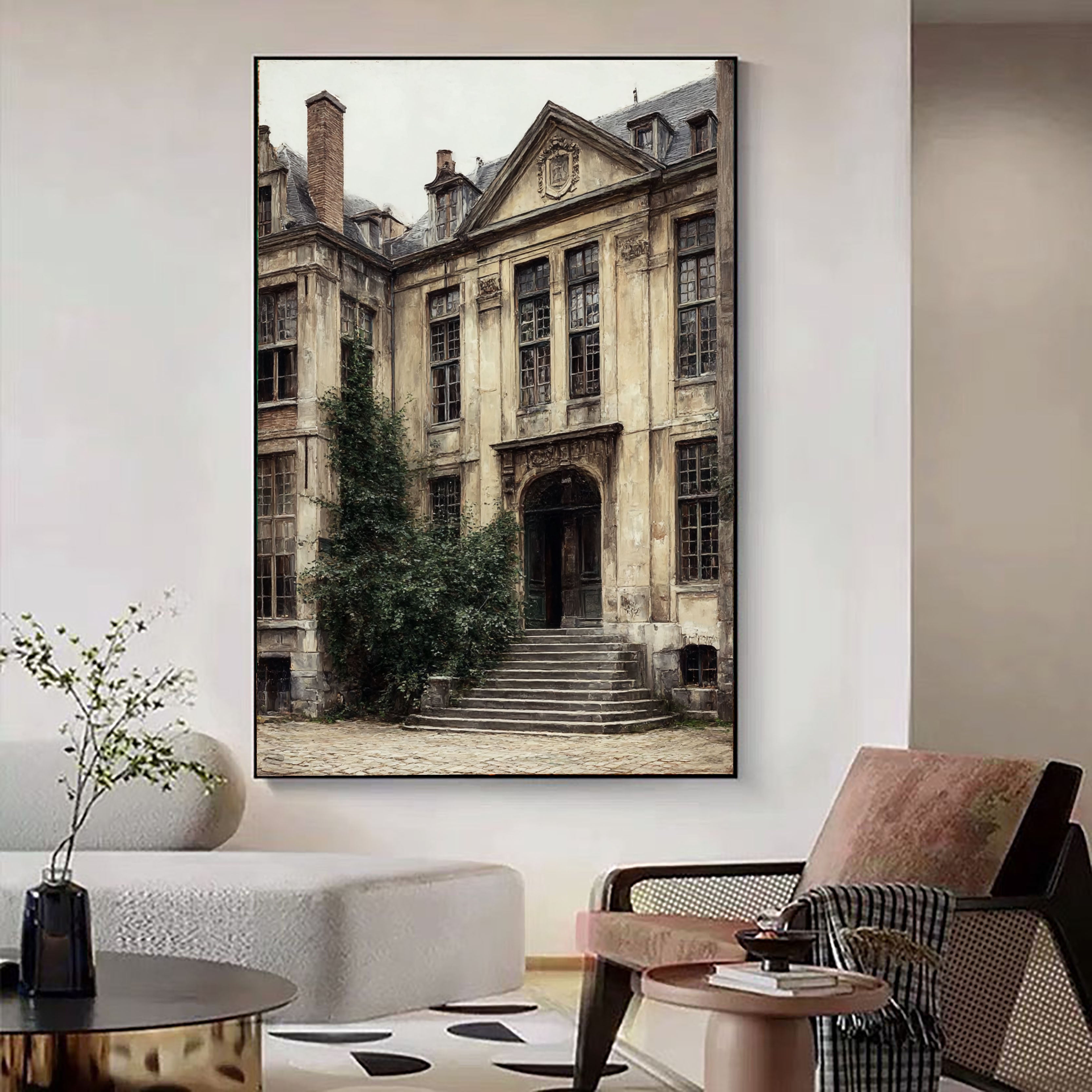 Textured Manor Elegance | Beige Gray