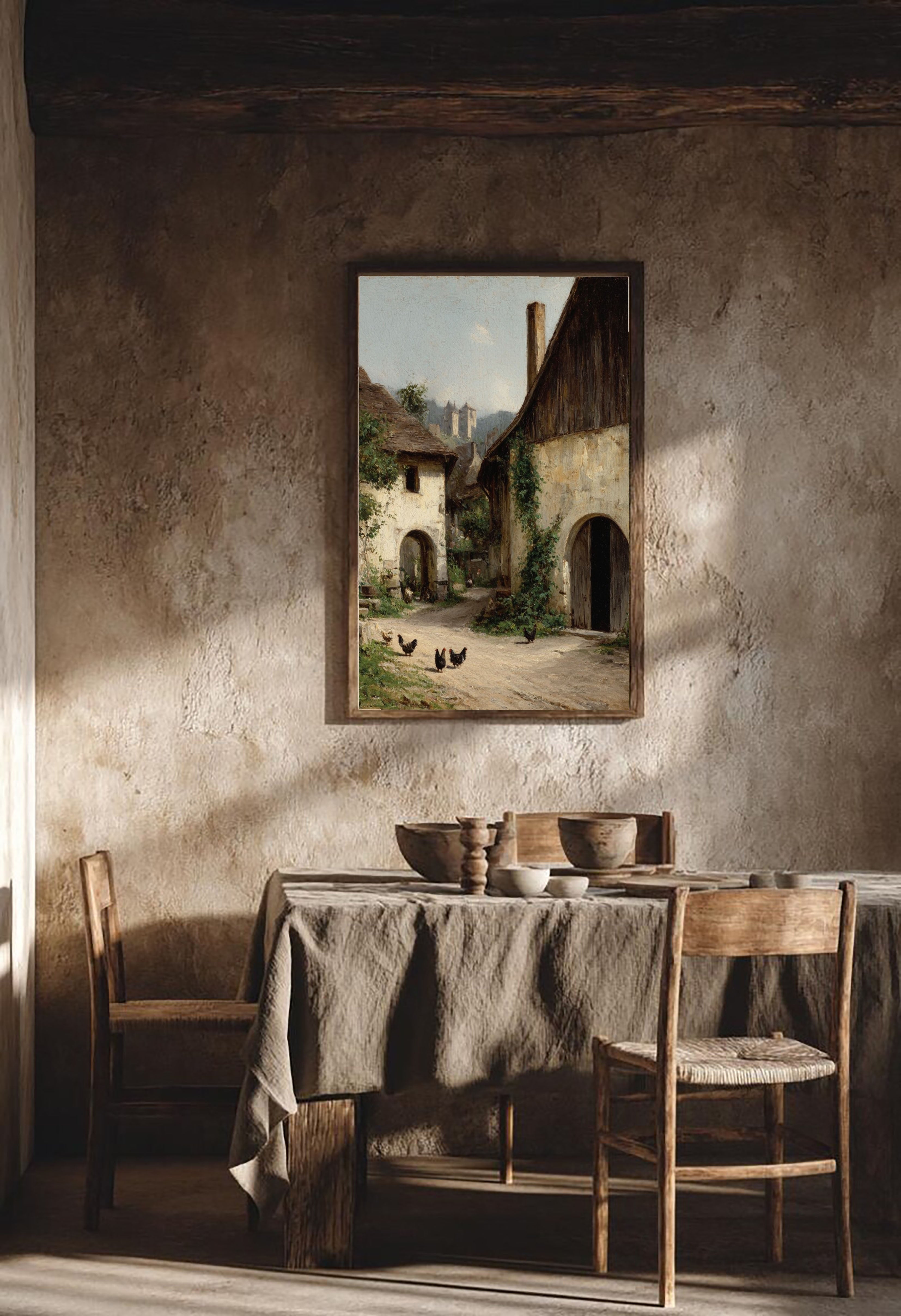 Textured Rural Charm | Beige Green