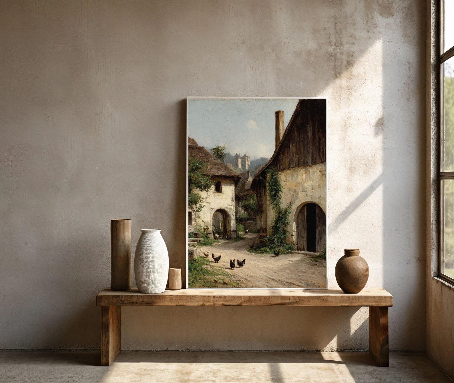 Textured Rural Charm | Beige Green