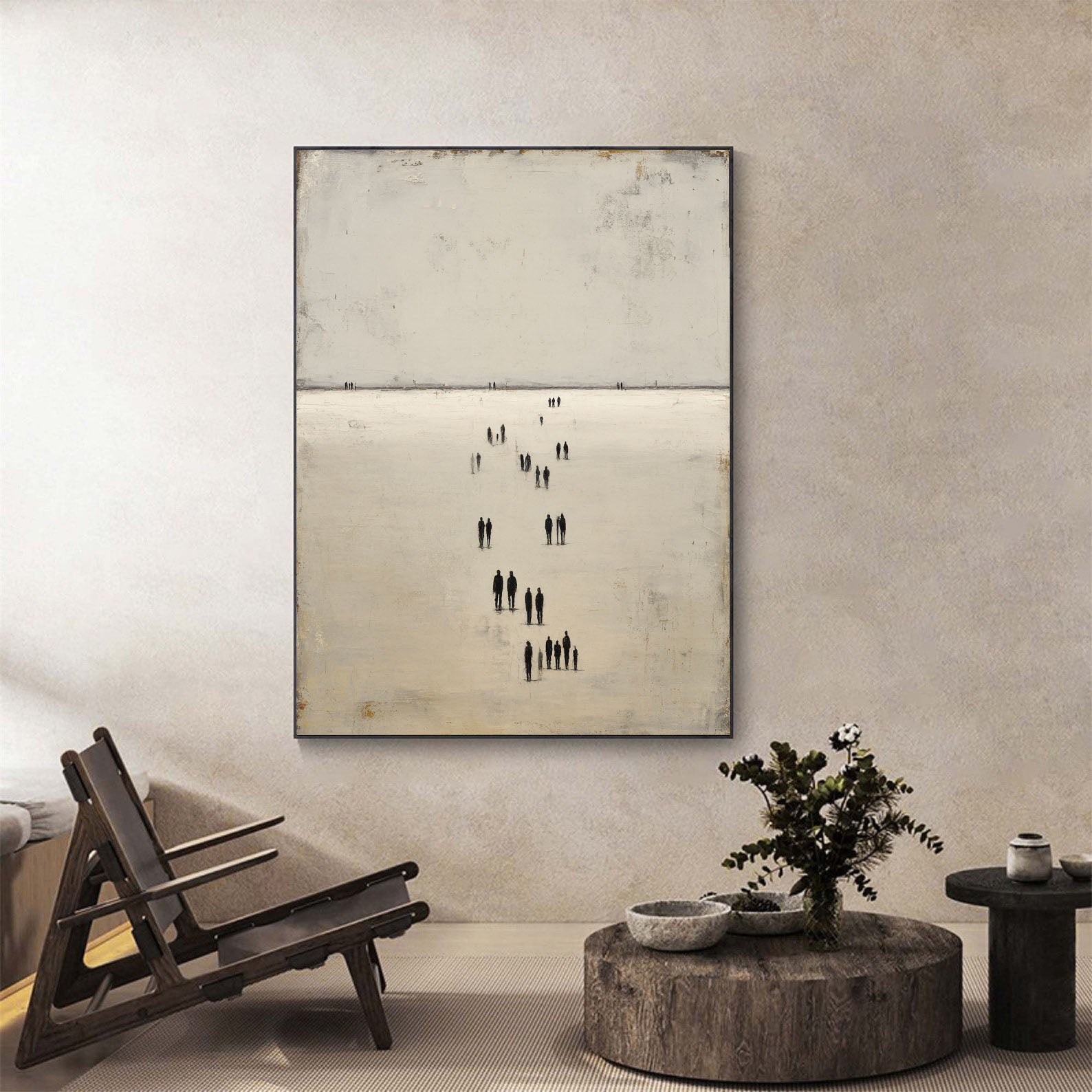 Textured Figure Serenity | Beige Black