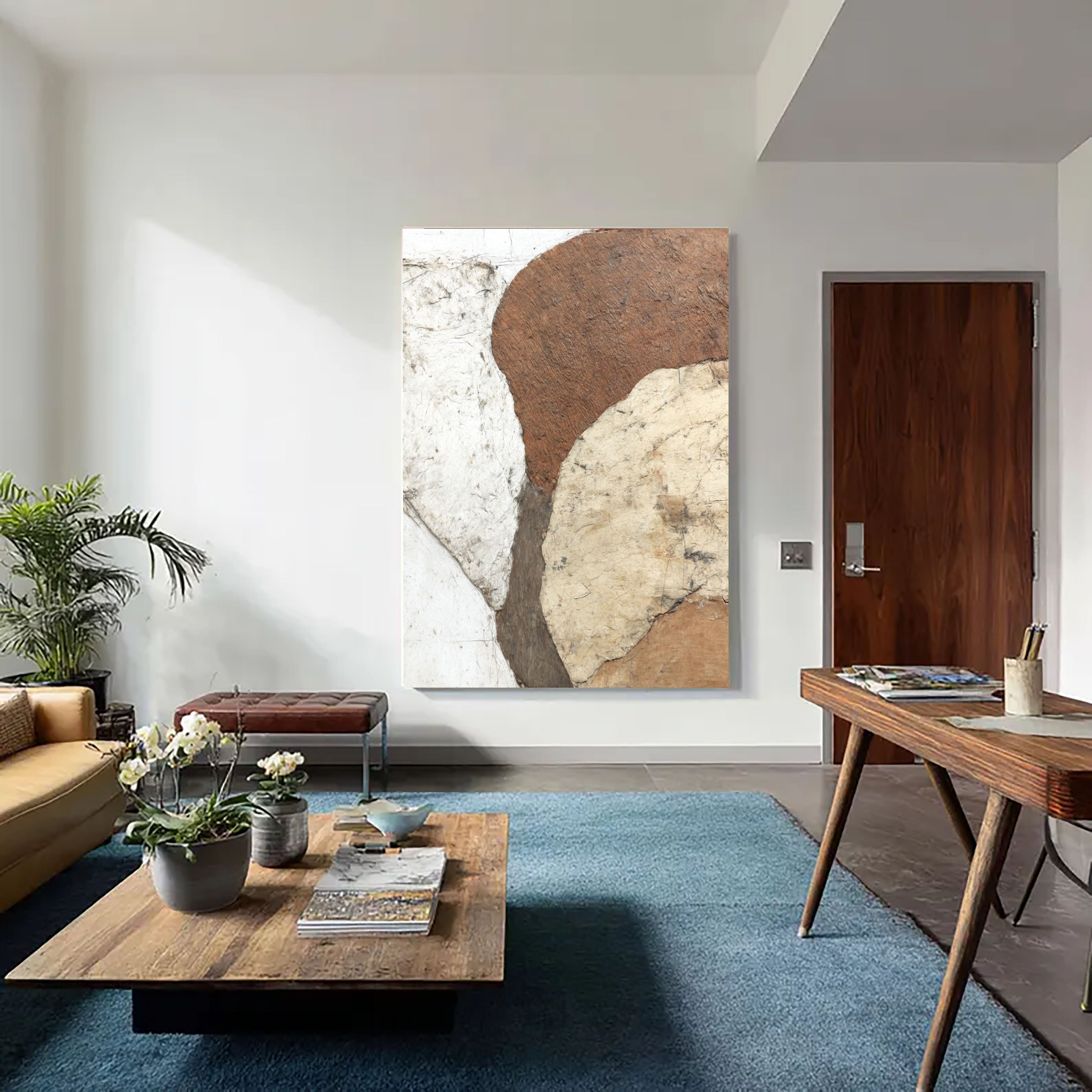 Textured Geometric Earth | Brown Accent