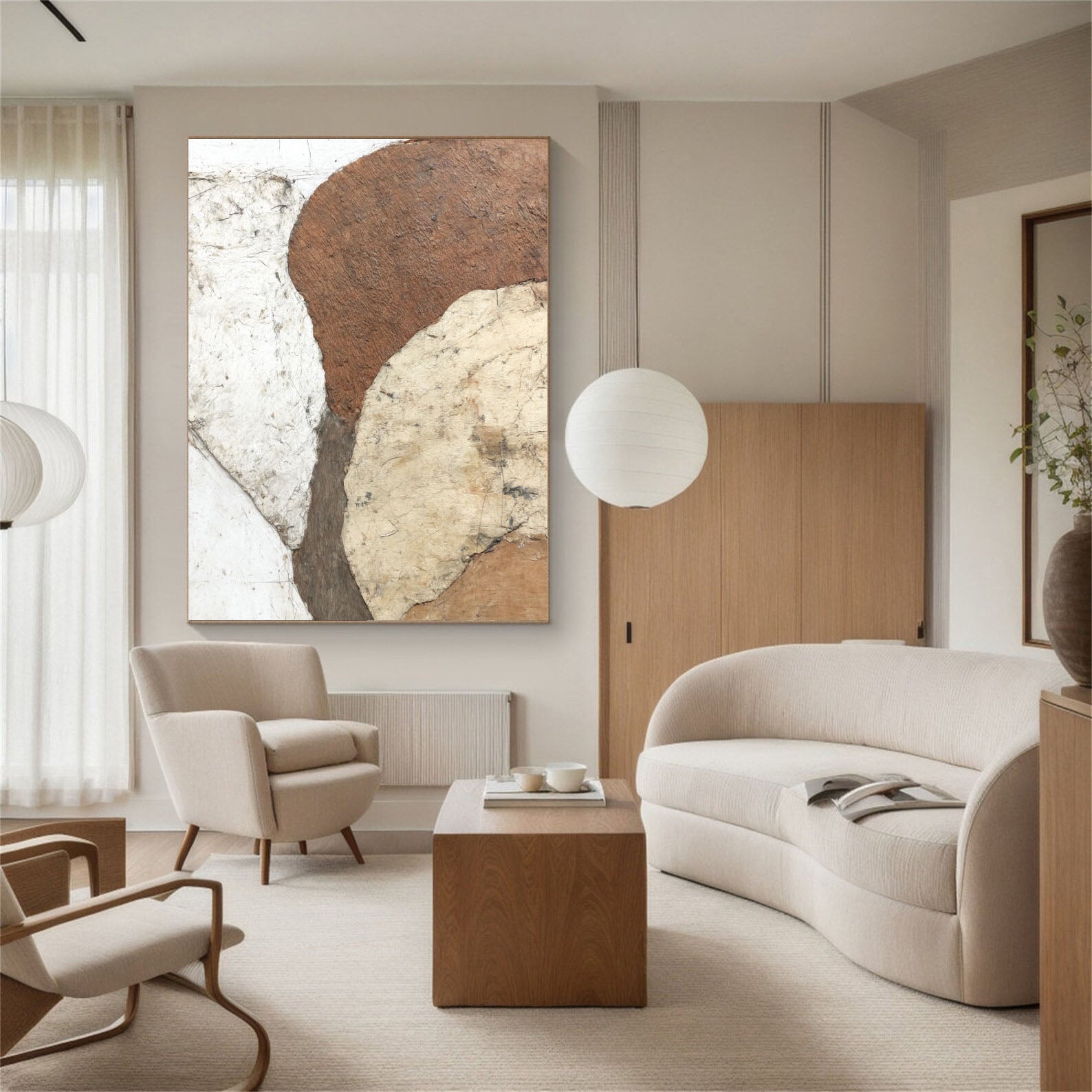 Textured Geometric Earth | Brown Accent