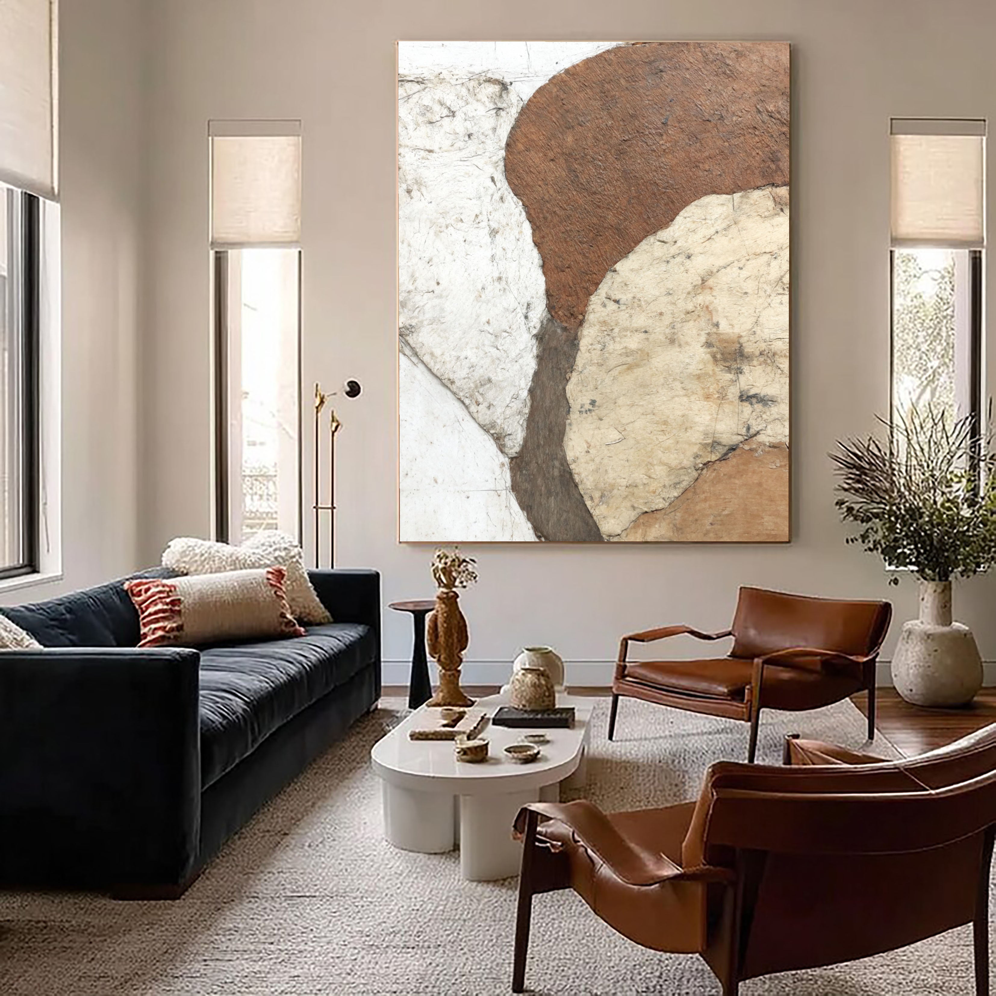 Textured Geometric Earth | Brown Accent
