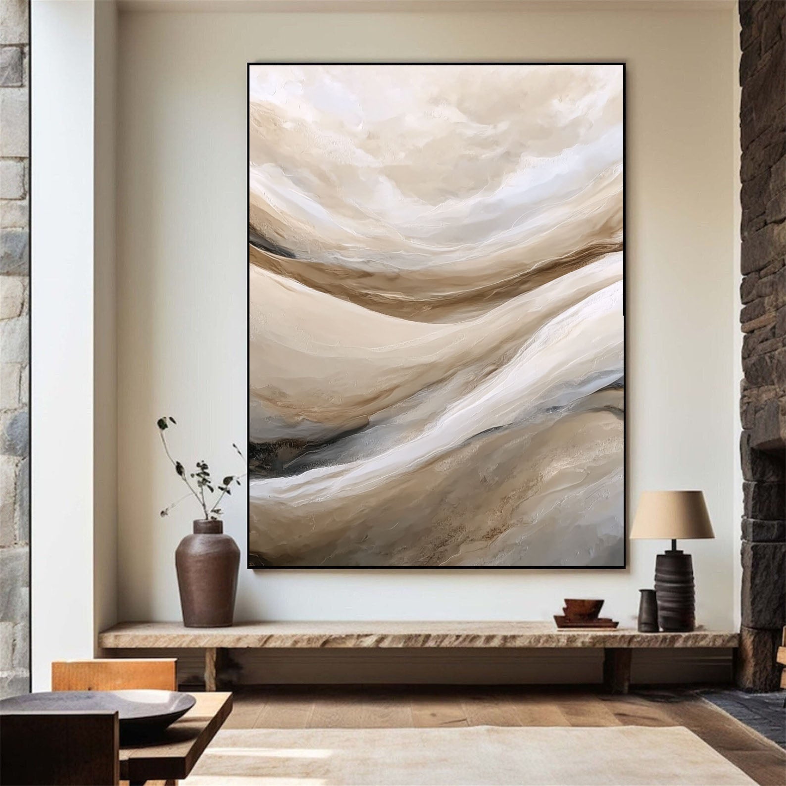 Textured Landscape Flow | Beige Wave