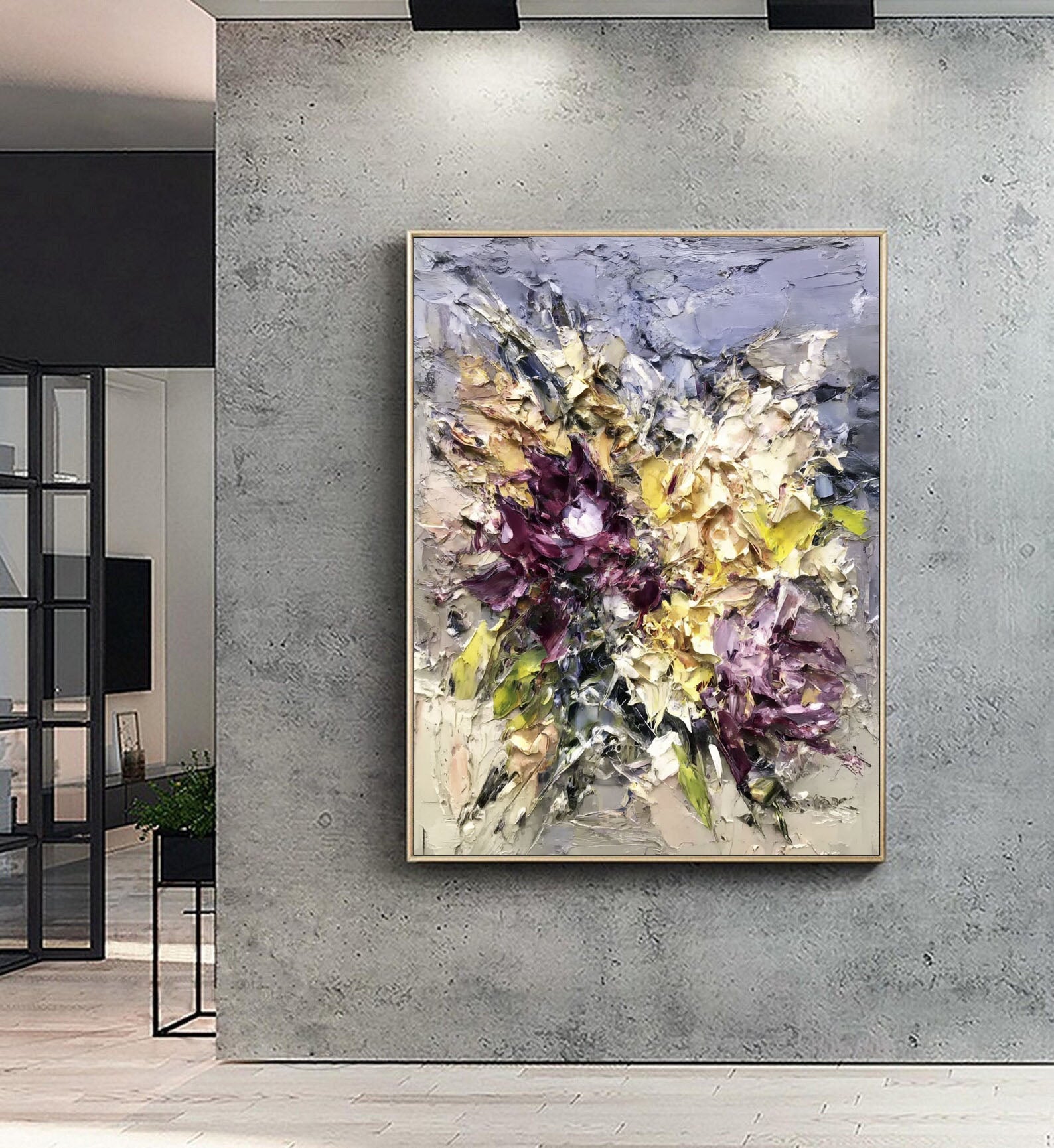 Textured Impasto Blooms | Plum Gold