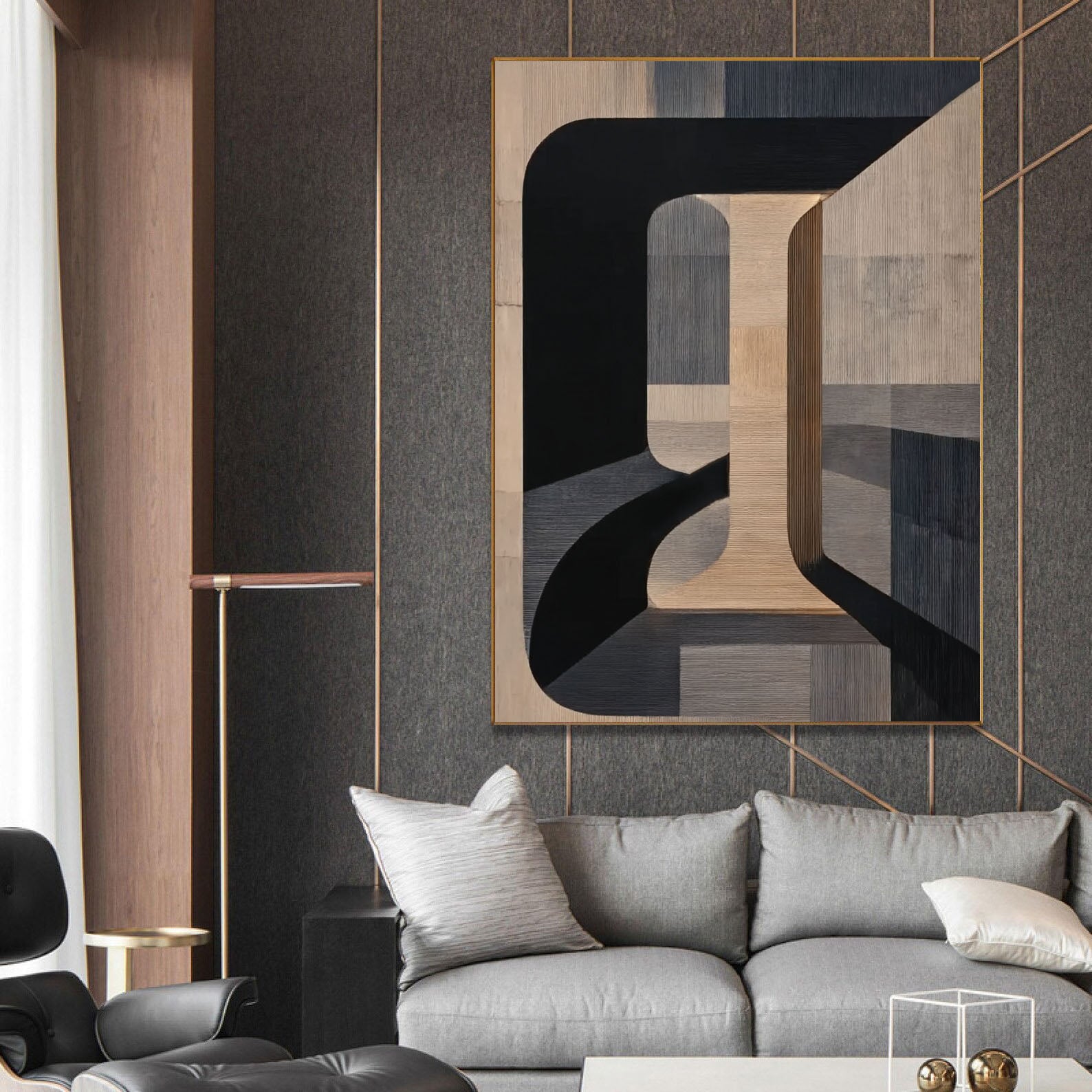 Textured Geometric Depth | Beige Arch