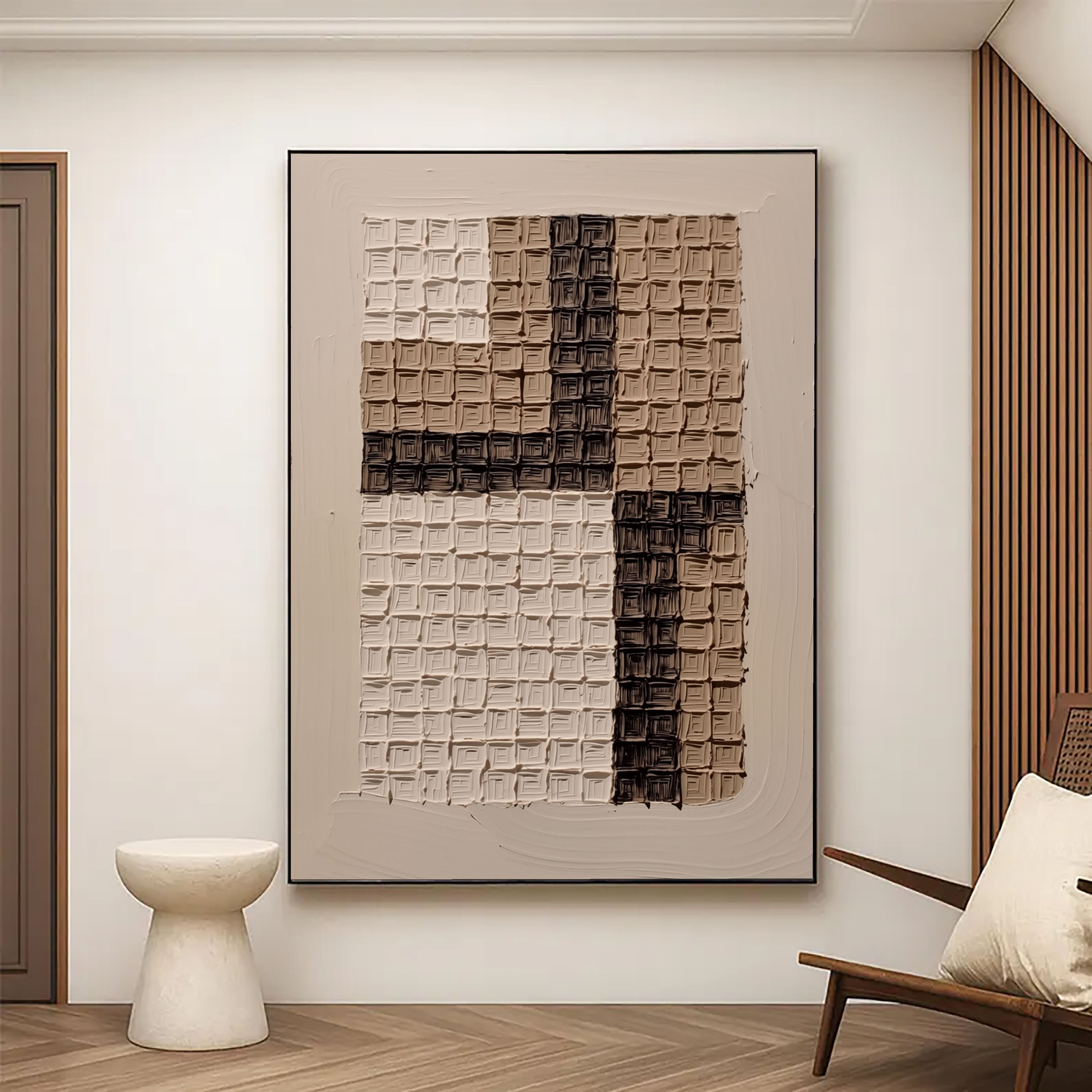 Textured Grid Relief | Neutral Tones