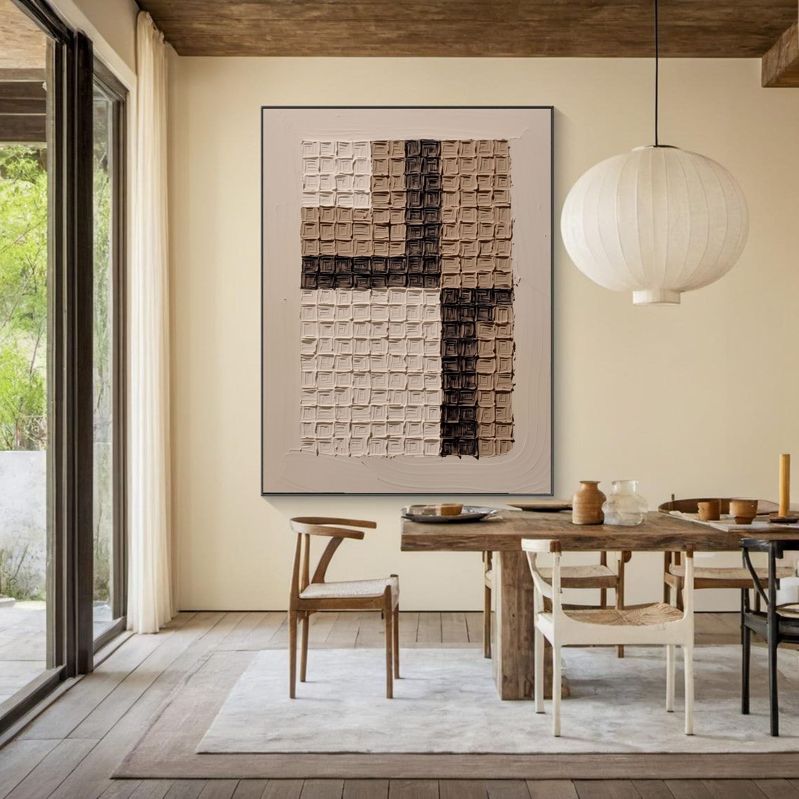 Textured Grid Relief | Neutral Tones