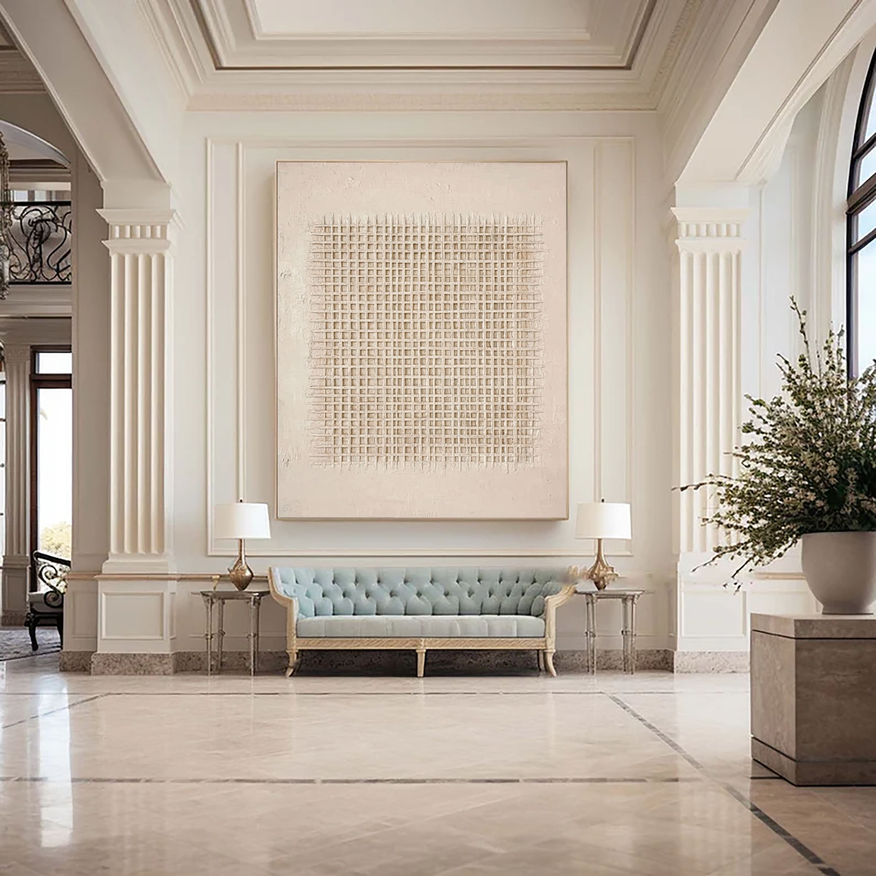 Textured Grid Minimalism | Beige Weave