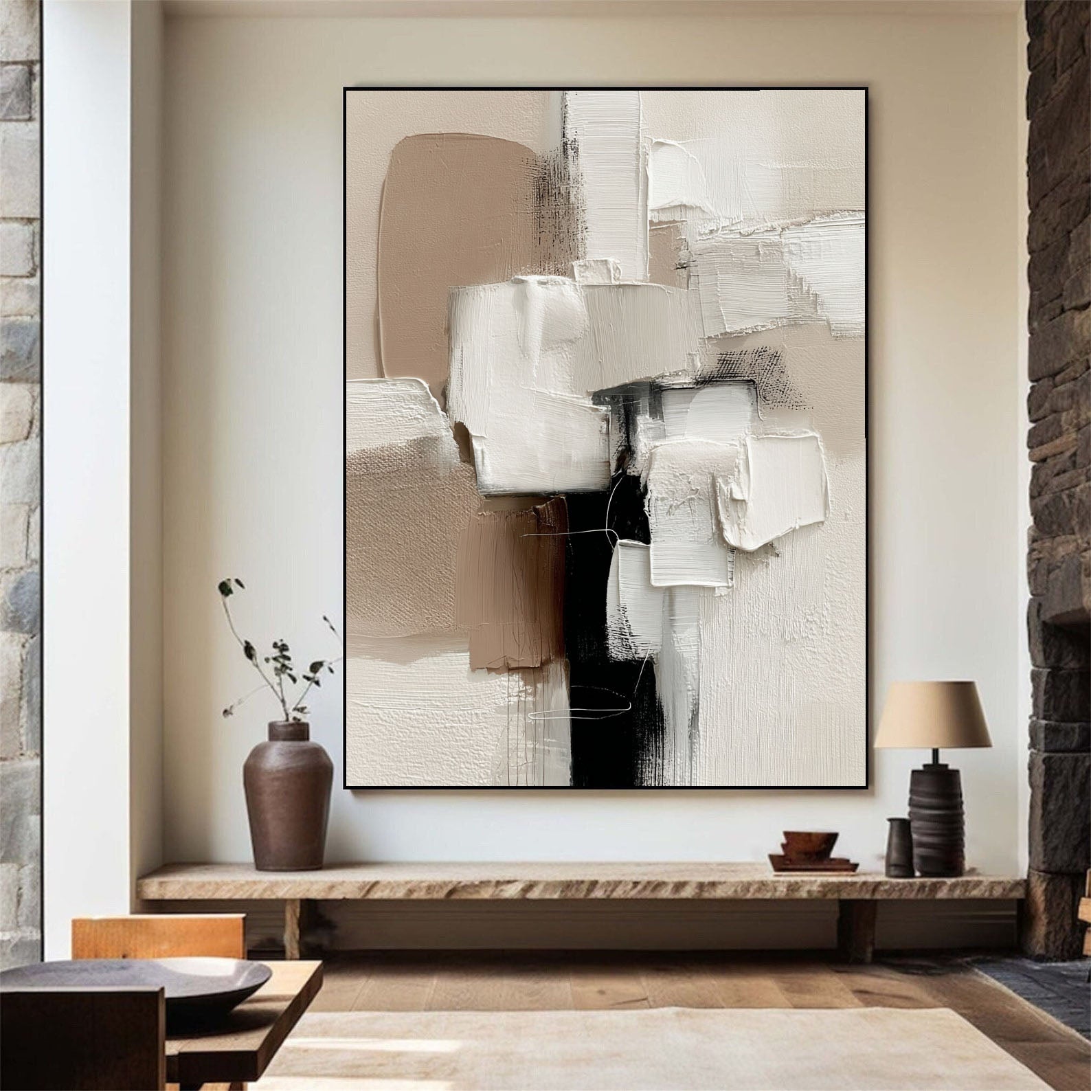Textured Neutral Blocks | Ivory Noir