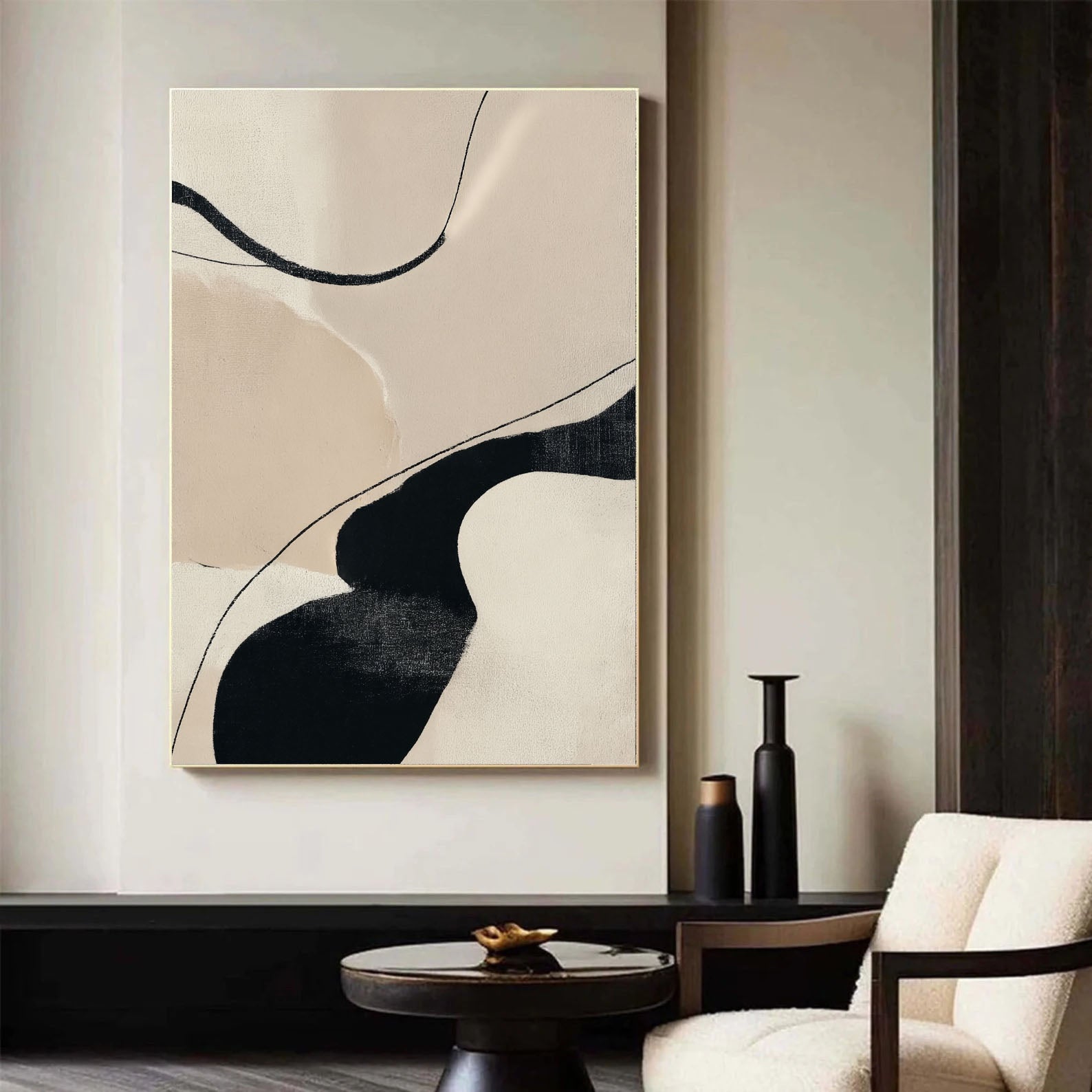 Textured Curved Minimalism | Beige Flow