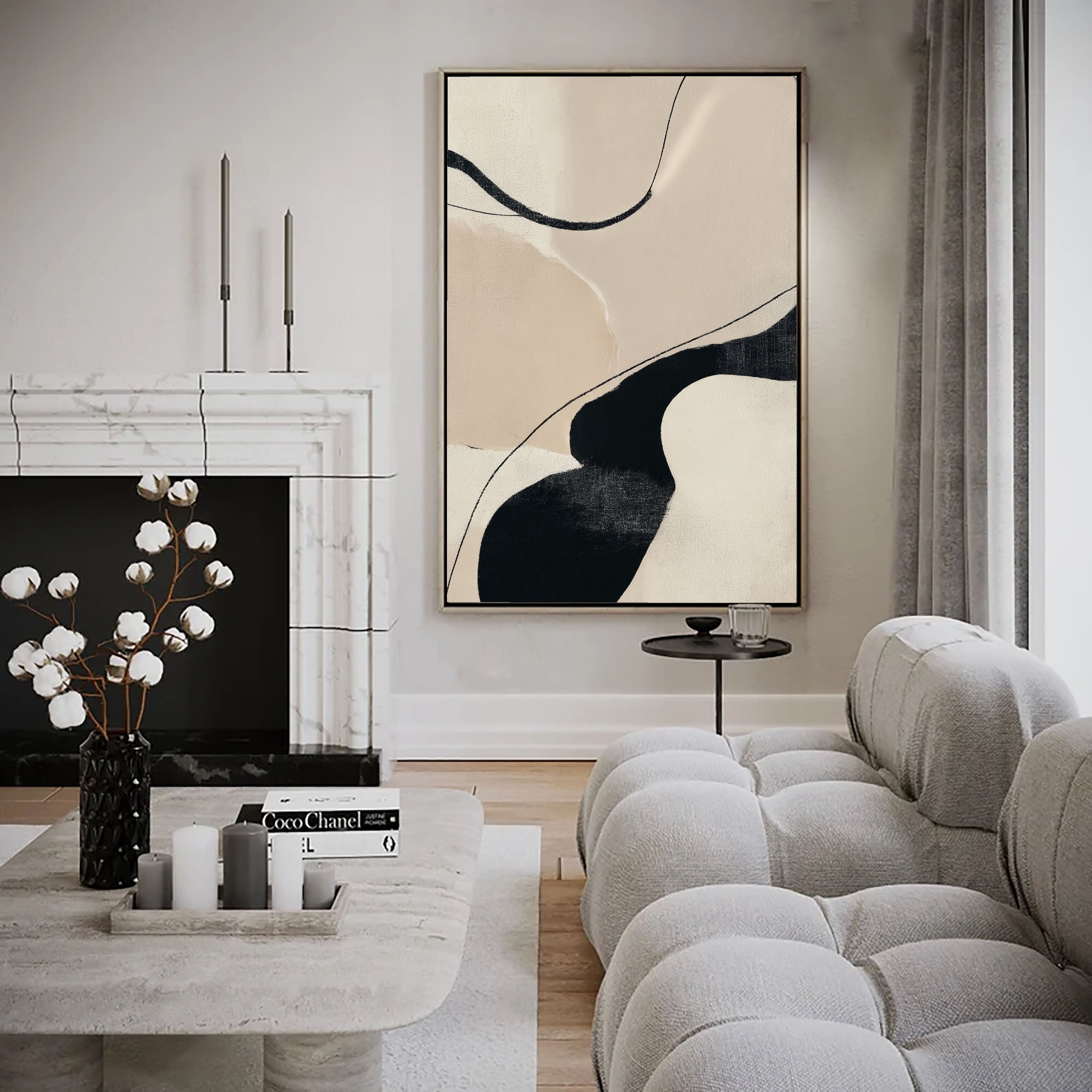 Textured Curved Minimalism | Beige Flow