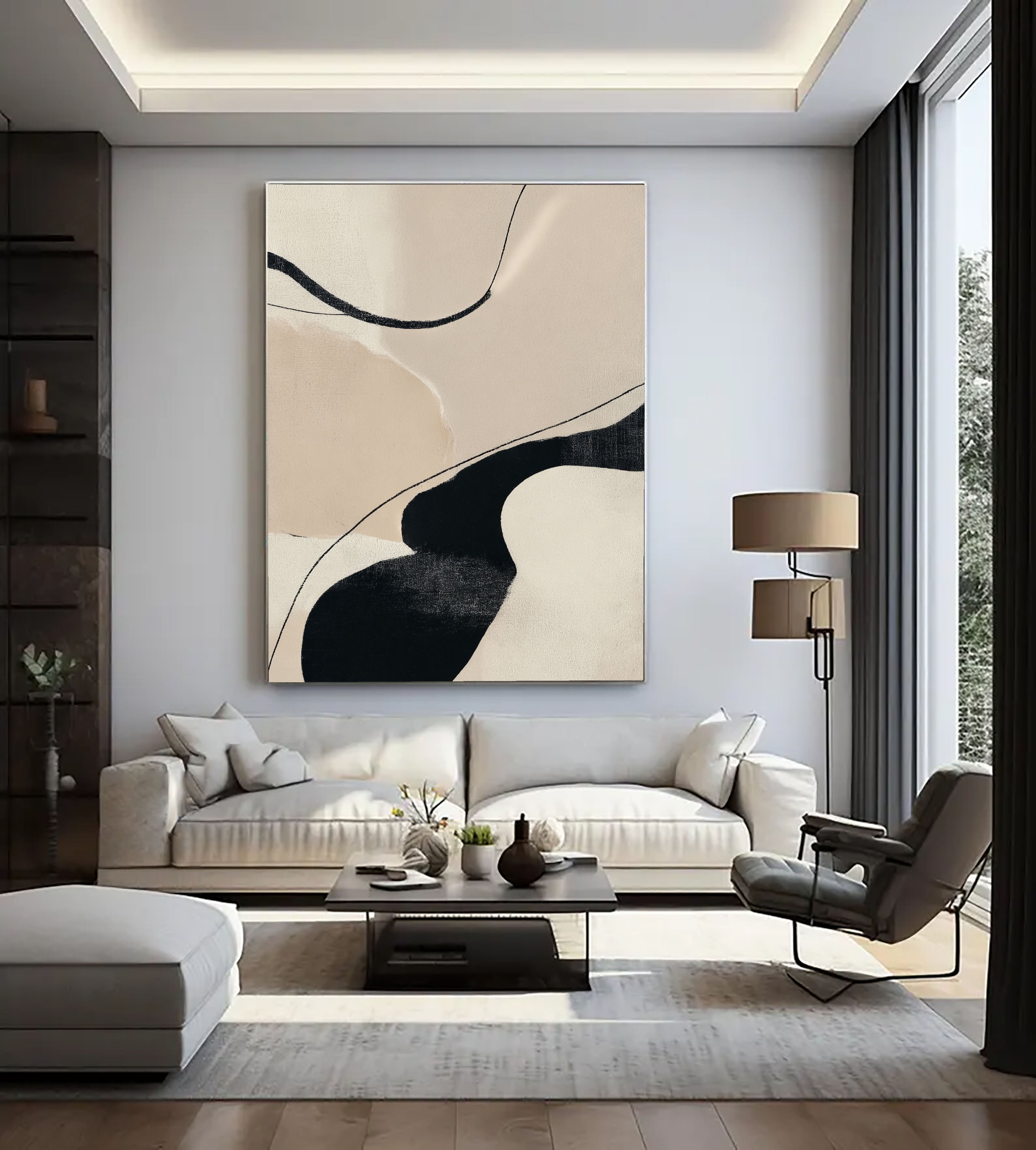 Textured Curved Minimalism | Beige Flow