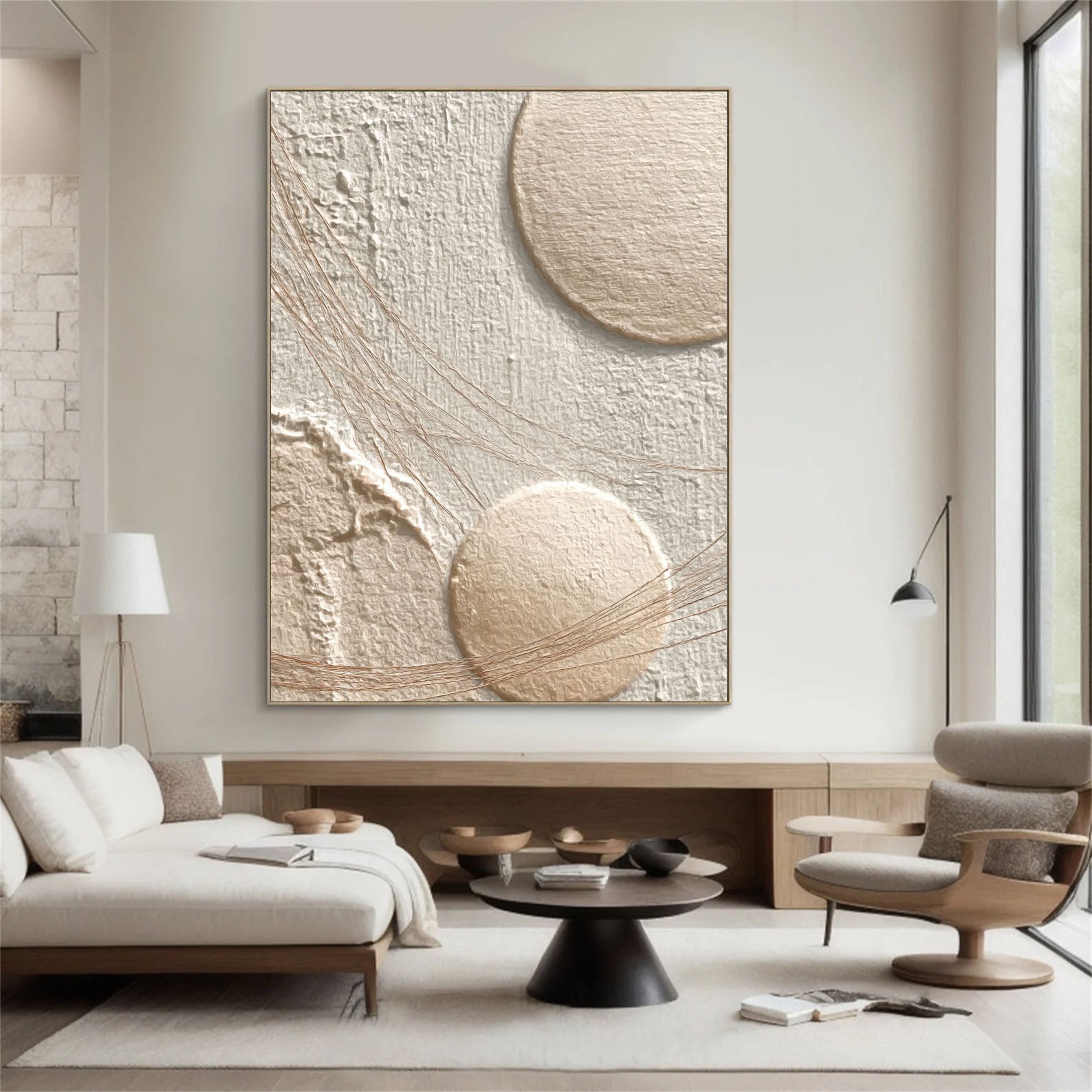 Textured Golden Minimalism | Beige Circle