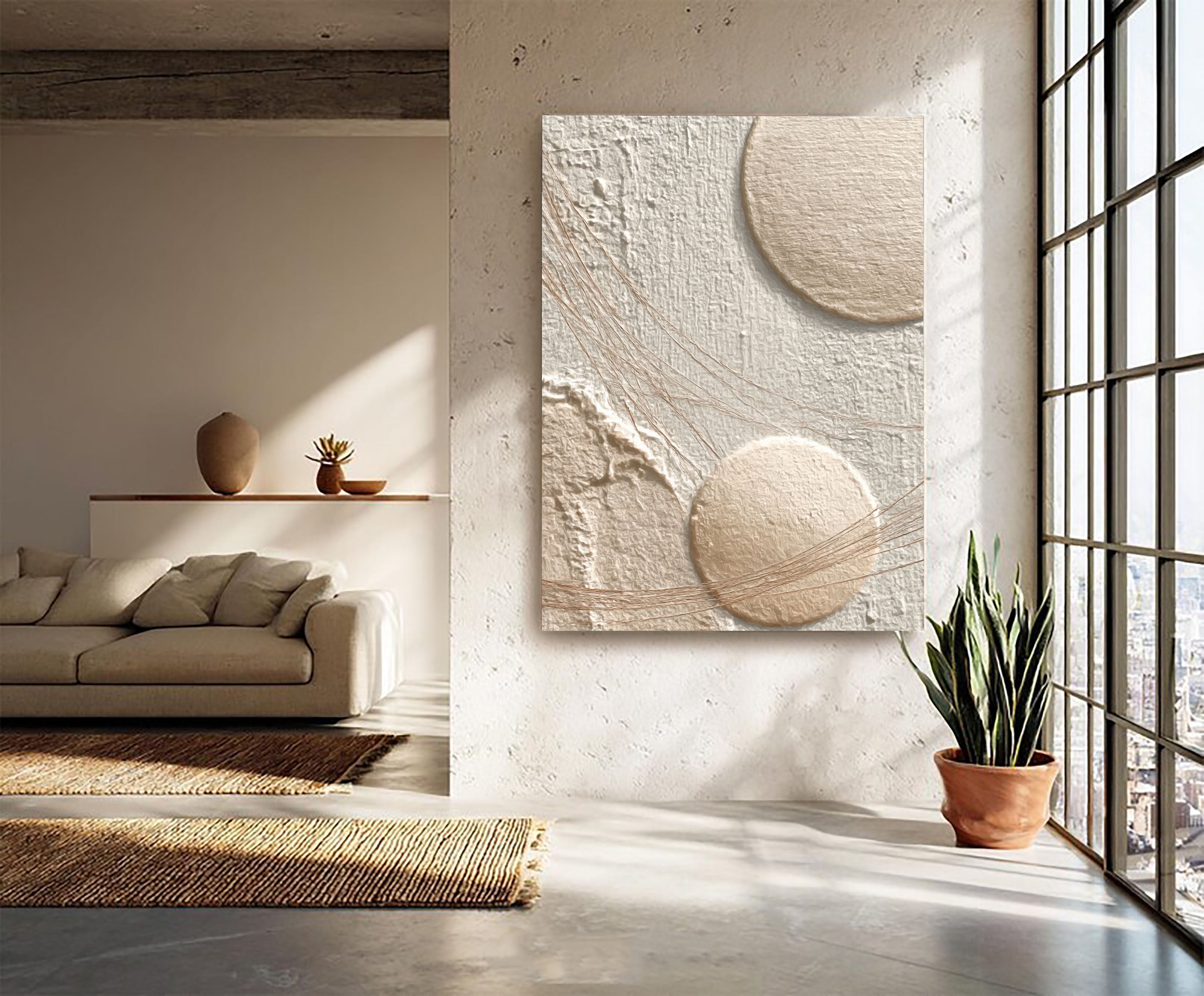 Textured Golden Minimalism | Beige Circle