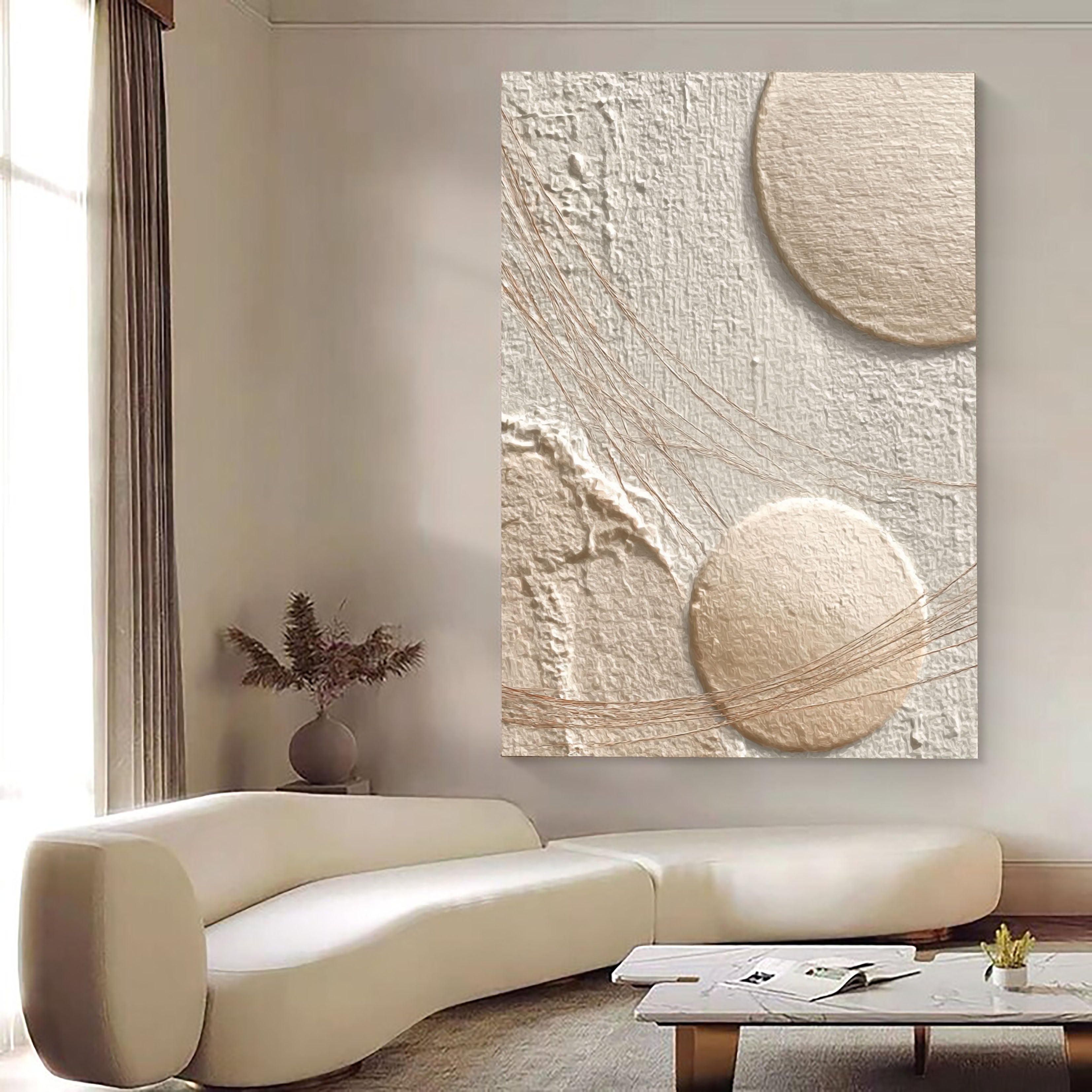 Textured Golden Minimalism | Beige Circle