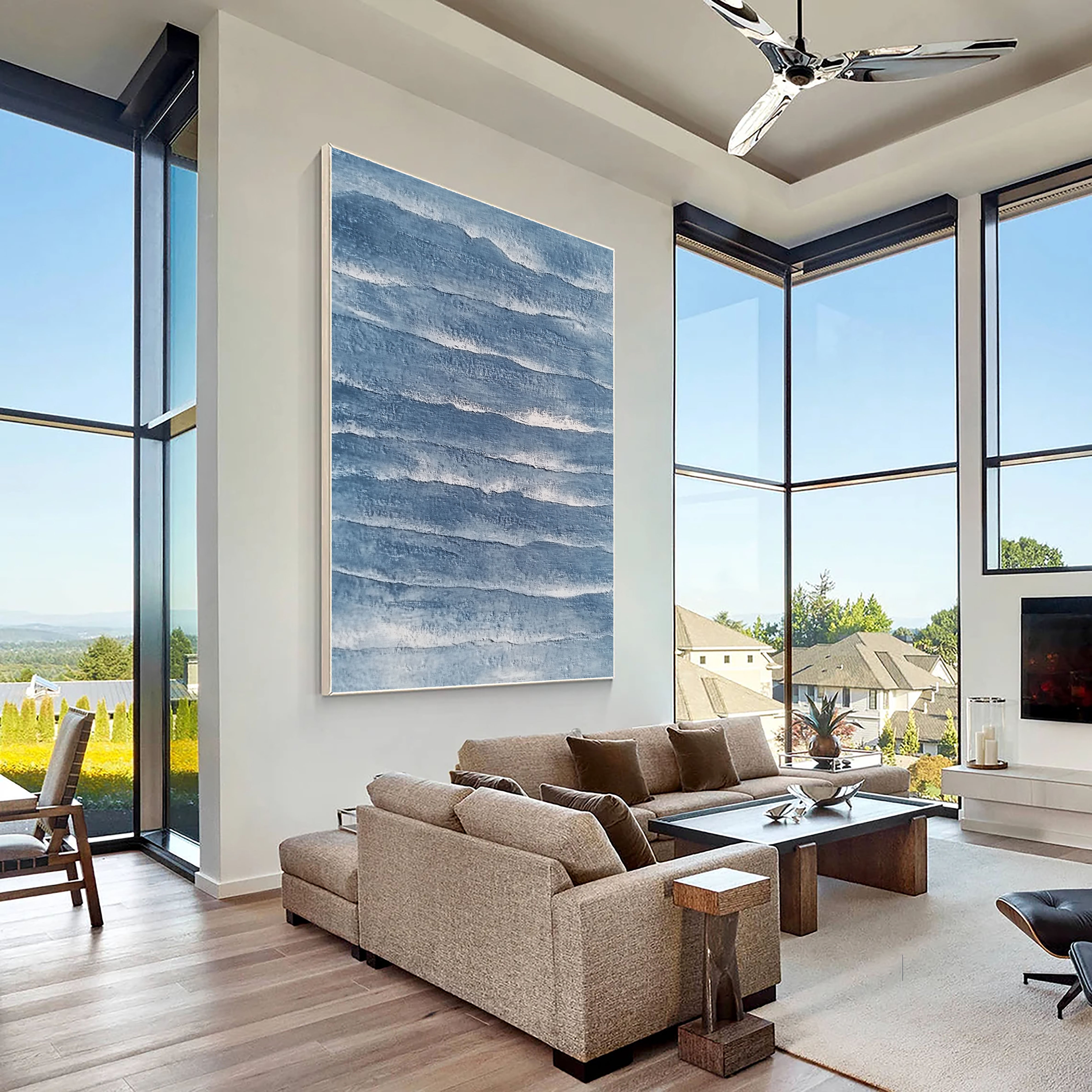 Textured Coastal Strata | Cerulean White