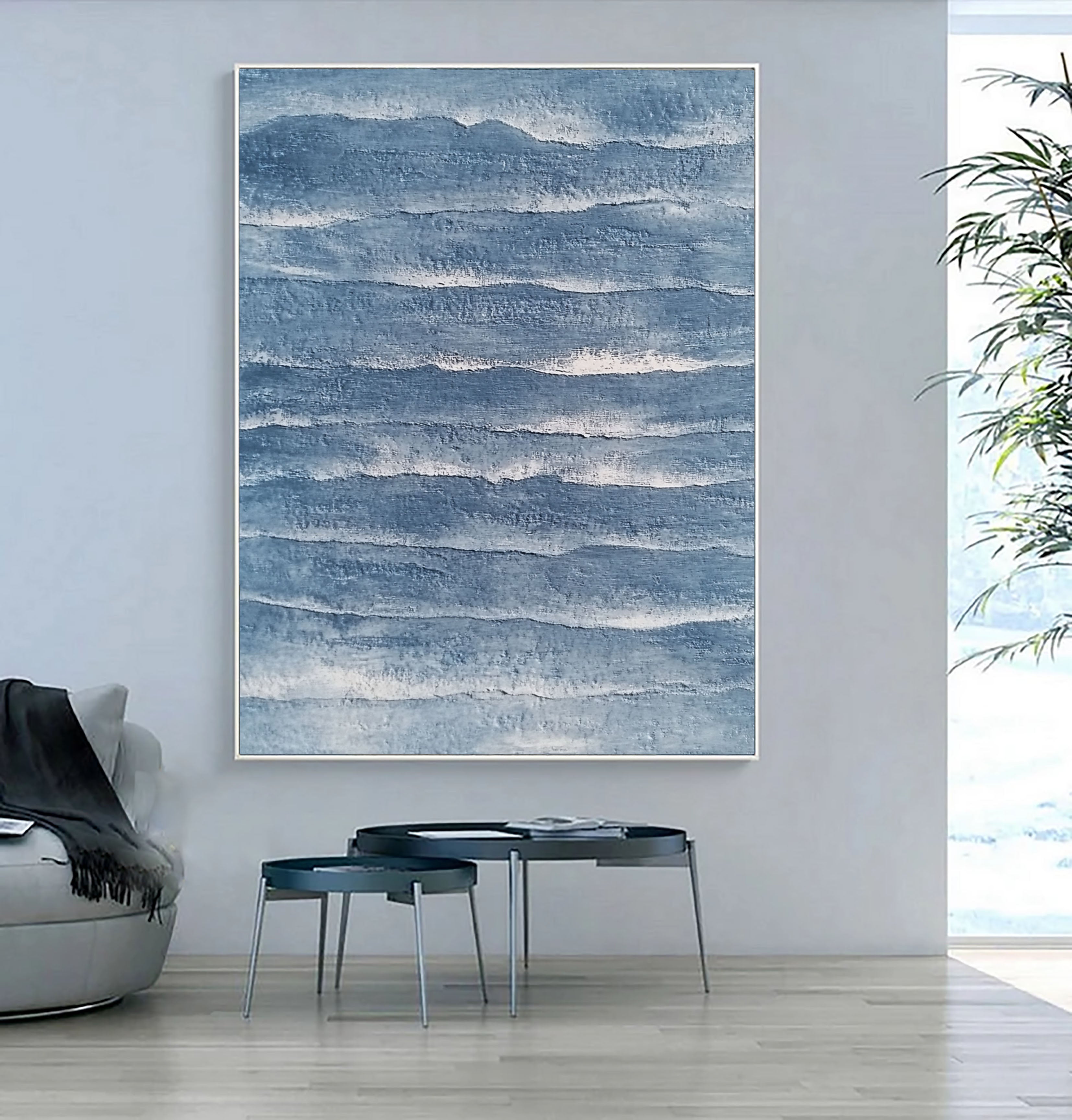 Textured Coastal Strata | Cerulean White