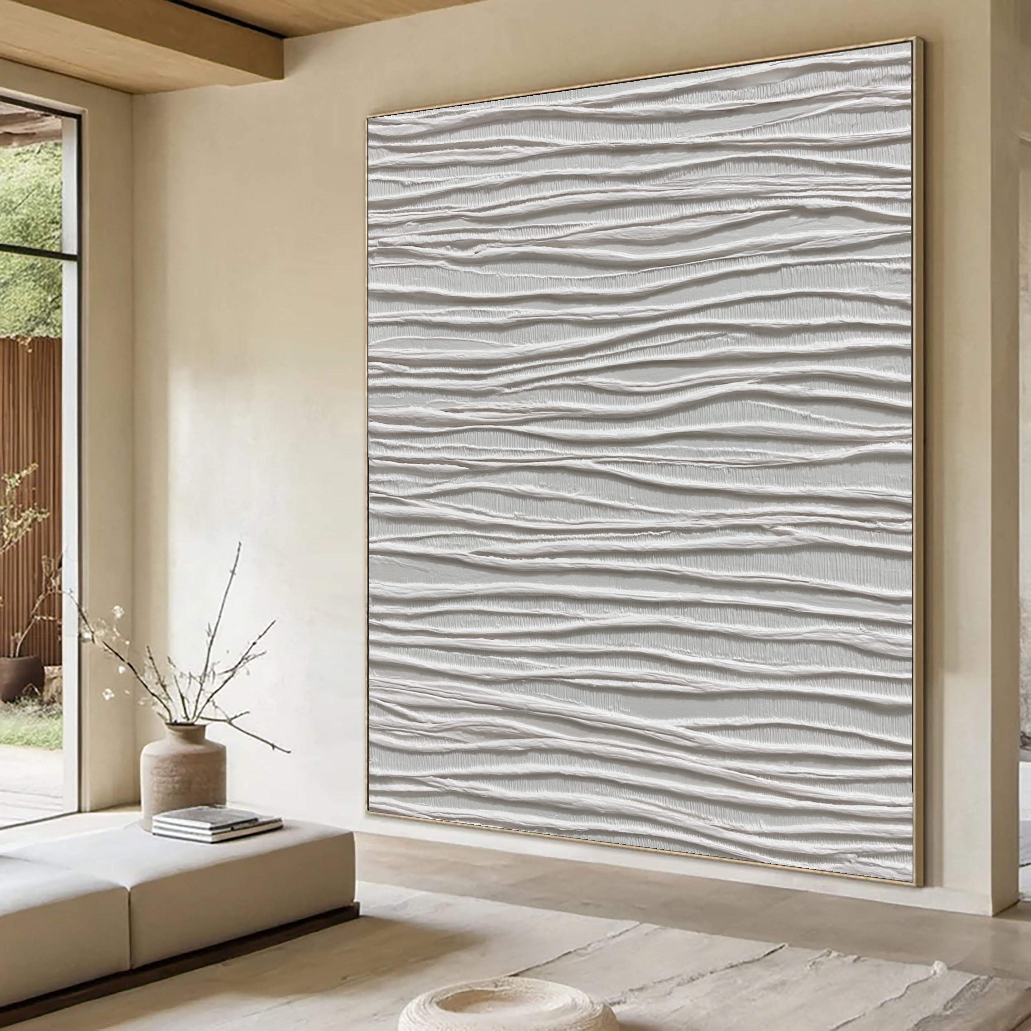 Textured Wavy Elegance | Ivory Ripples