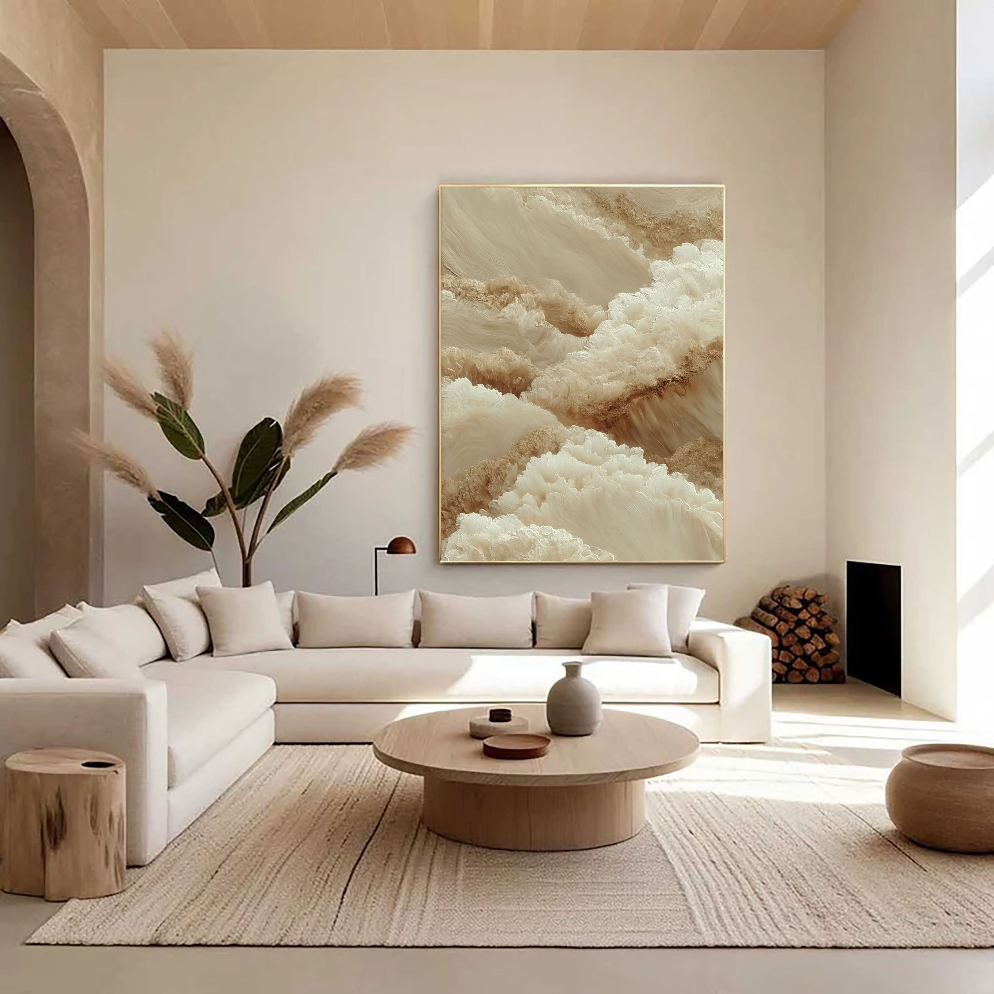 Textured Earthy Clouds | Beige Wave