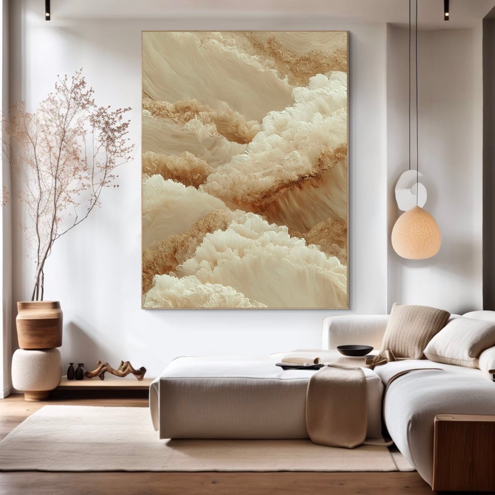 Textured Earthy Clouds | Beige Wave