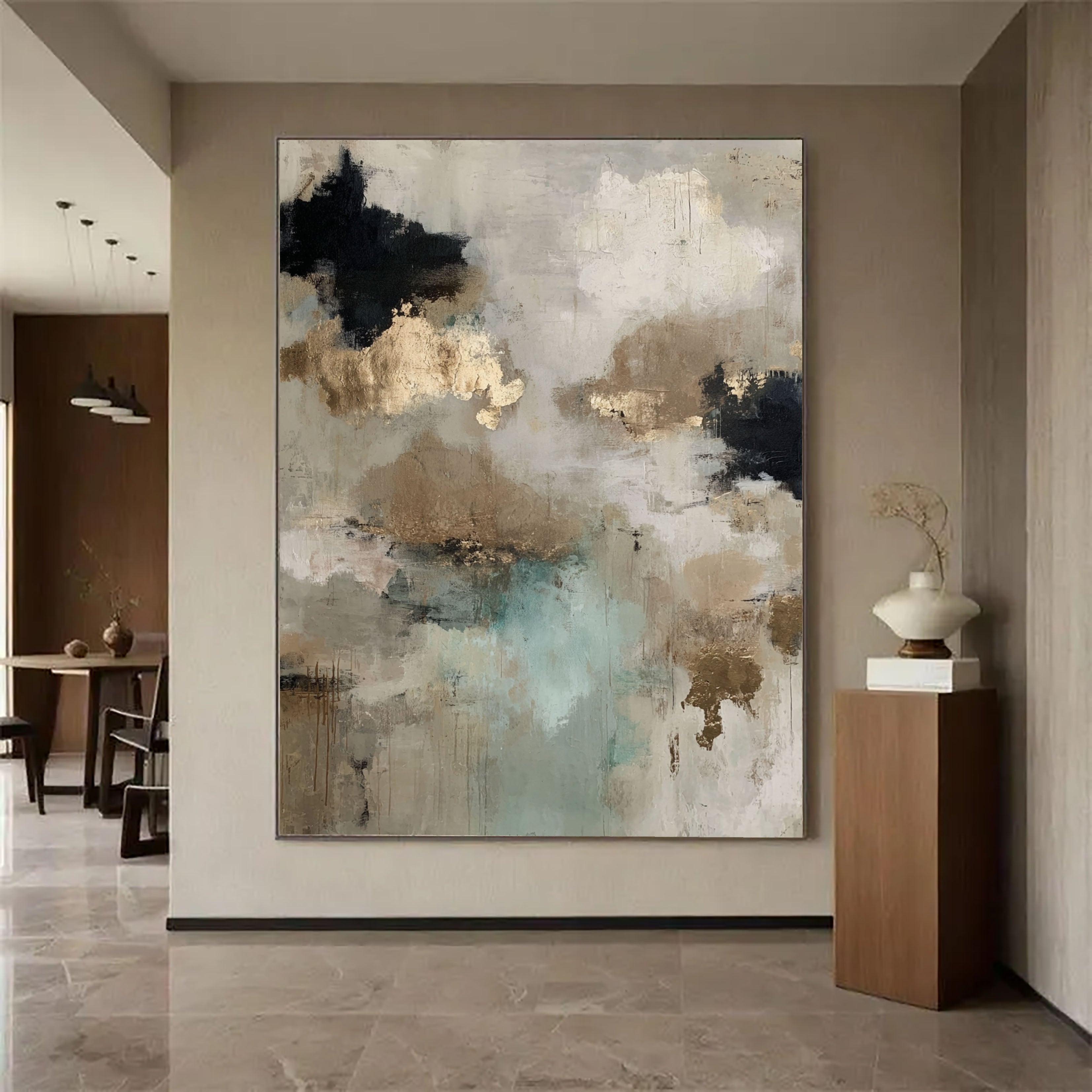 Textured Gilded Clouds | Mint Noir