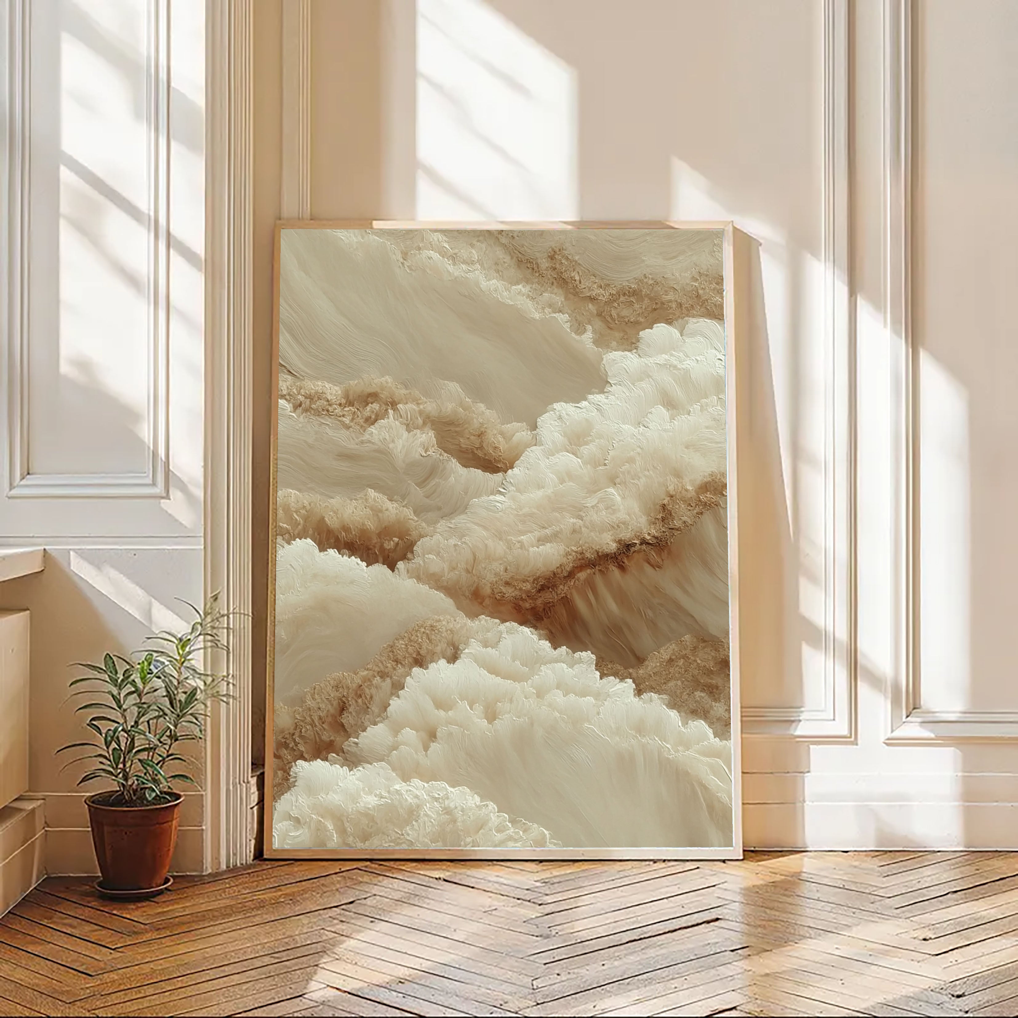 Textured Earthy Clouds | Beige Wave