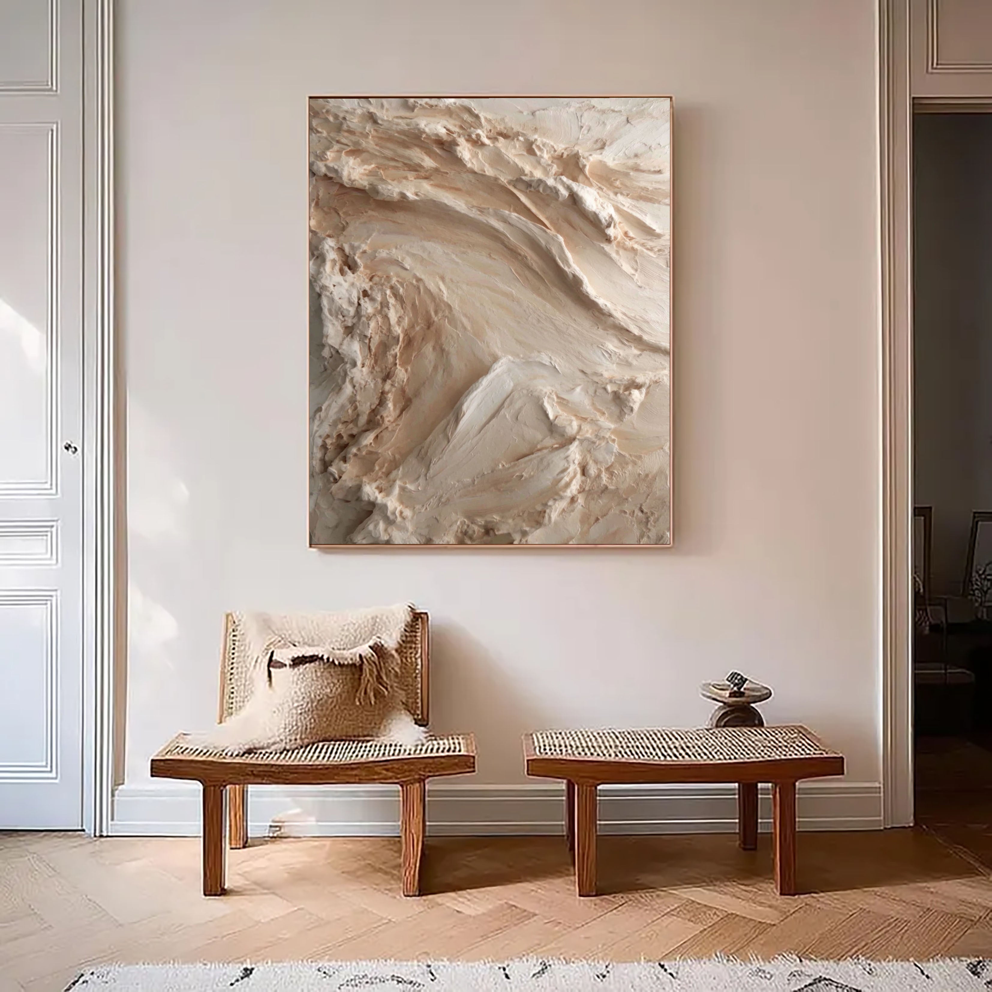 Textured Earthy Relief | Beige Wave