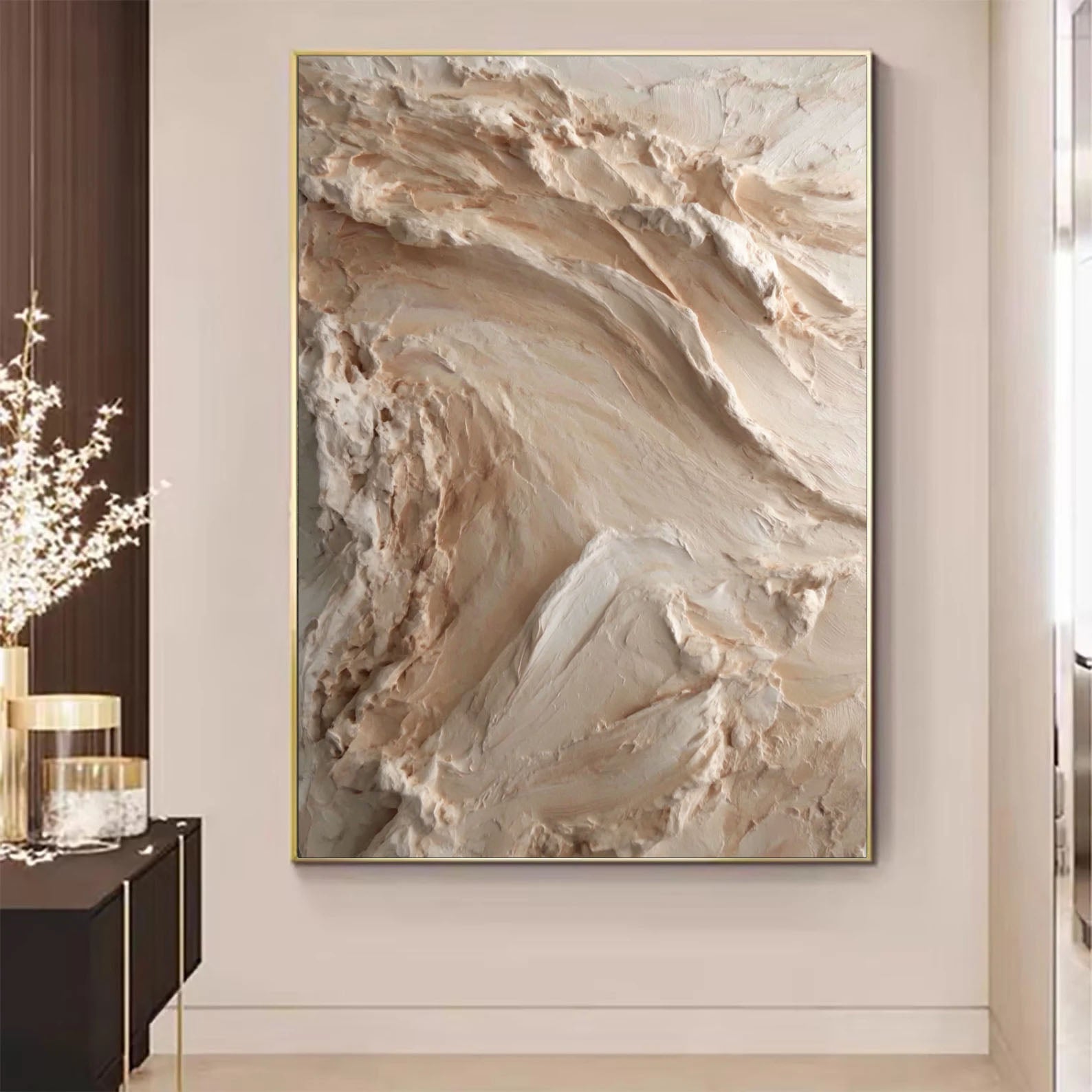 Textured Earthy Relief | Beige Wave
