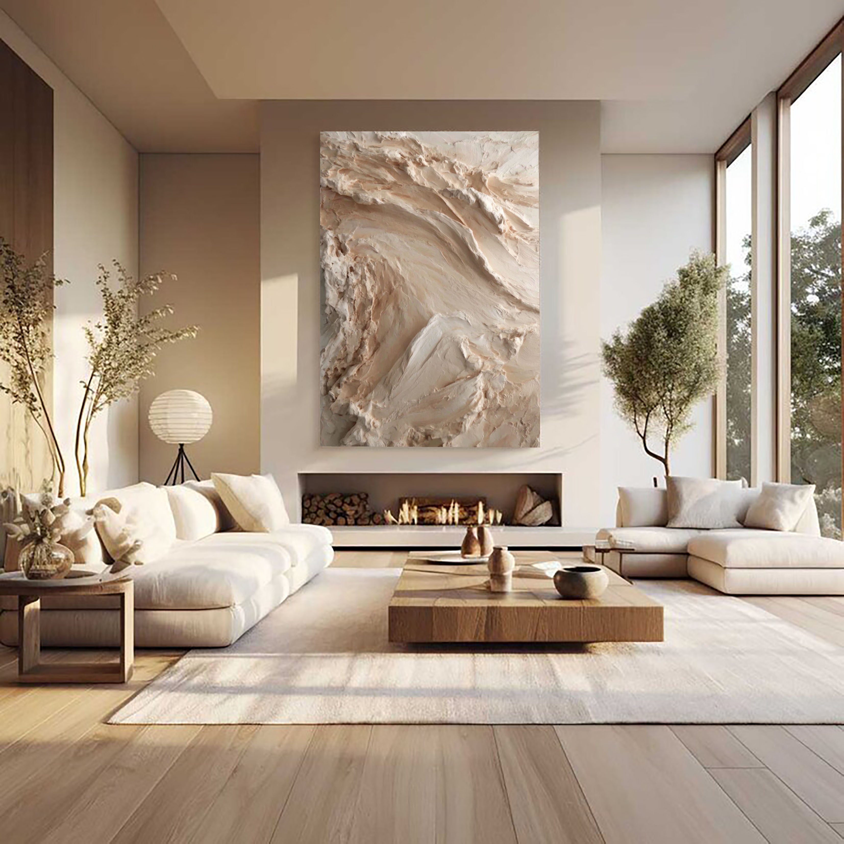 Textured Earthy Relief | Beige Wave