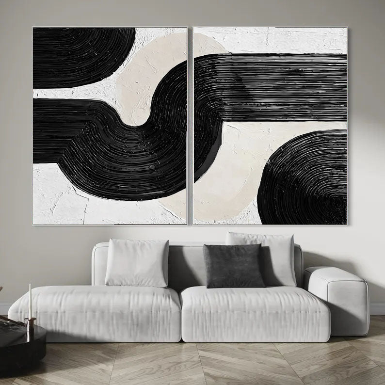 Bold Monochrome Curves | Textured Flow