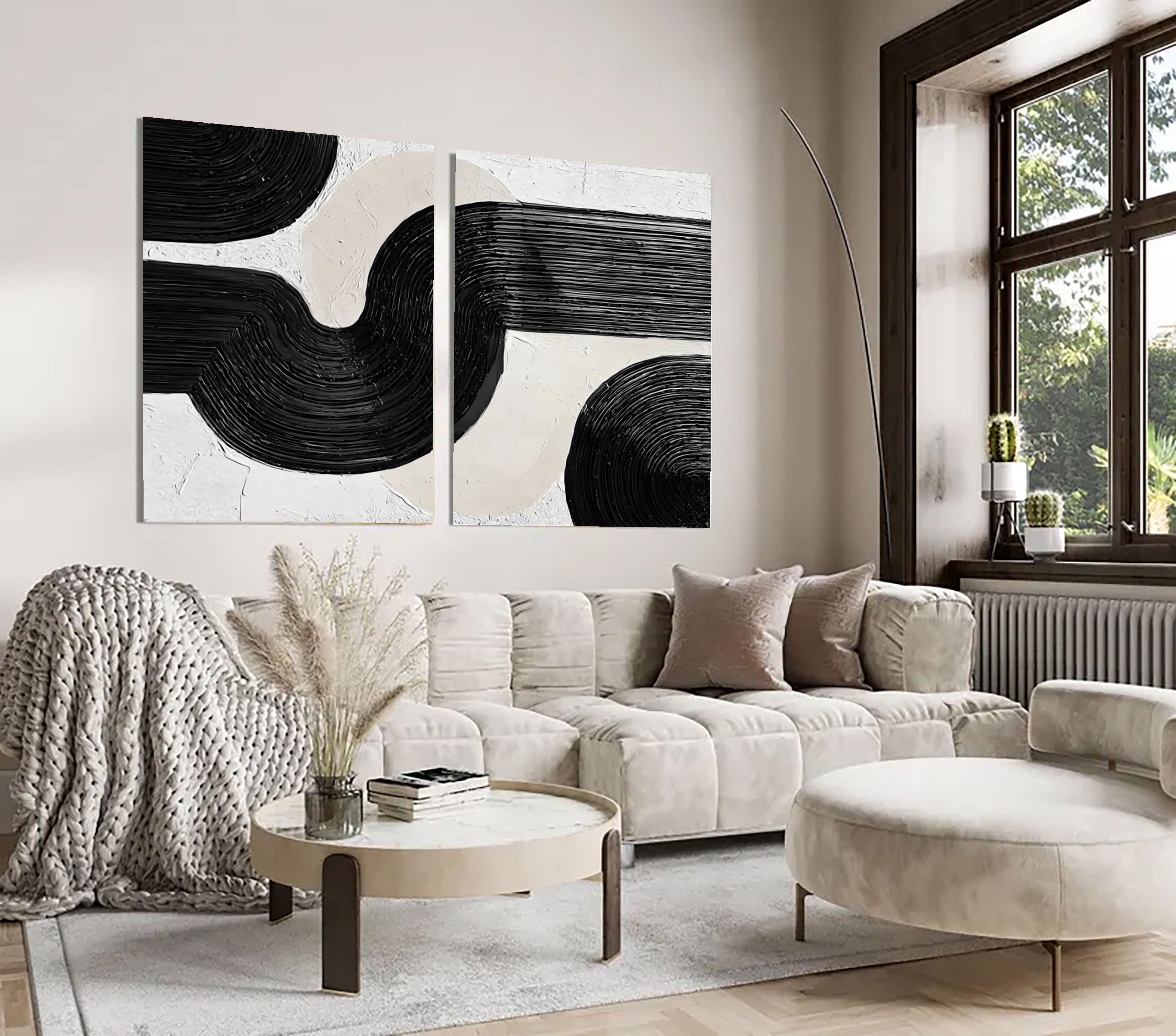 Bold Monochrome Curves | Textured Flow