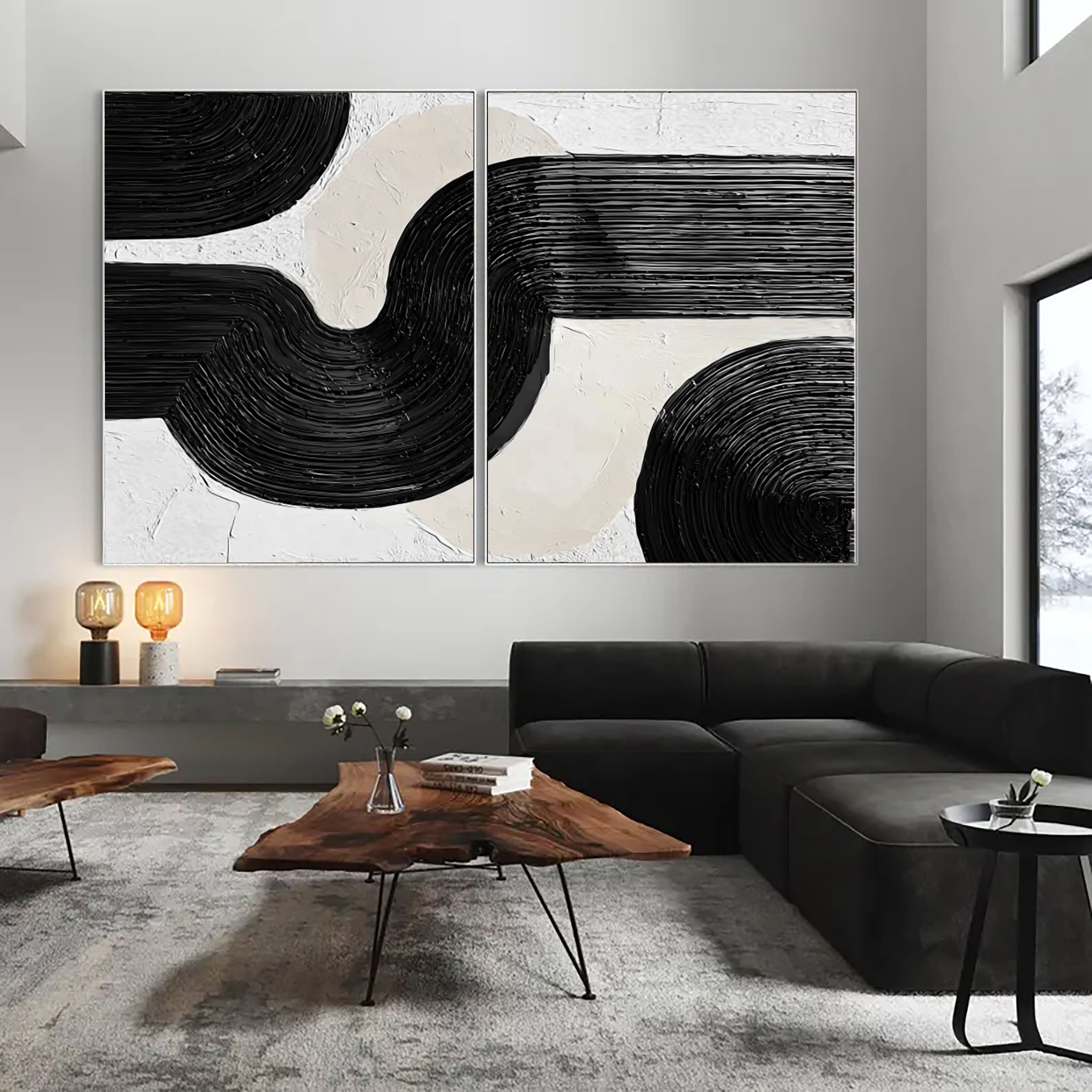 Bold Monochrome Curves | Textured Flow