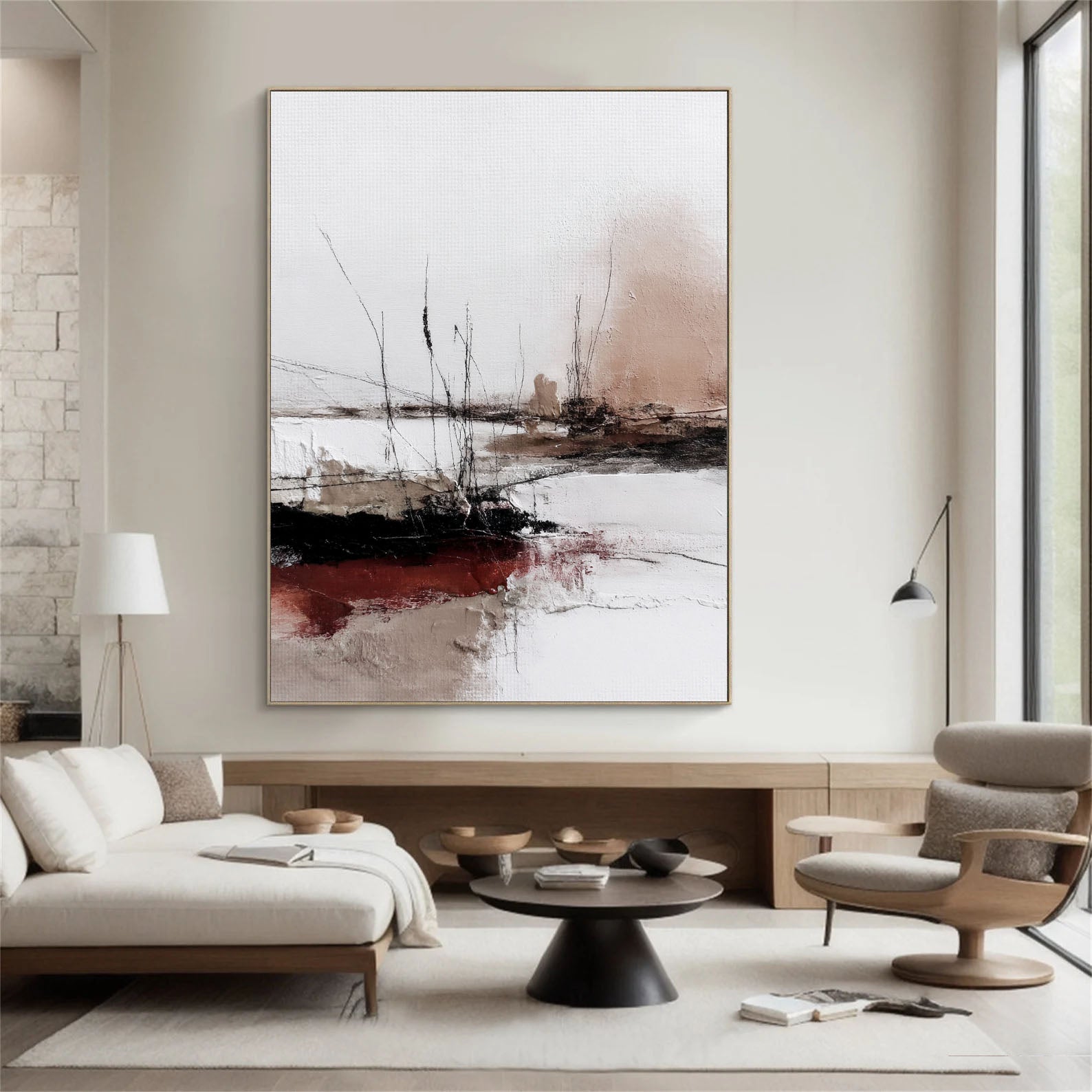 Textured Reeds Shoreline | Blush Crimson