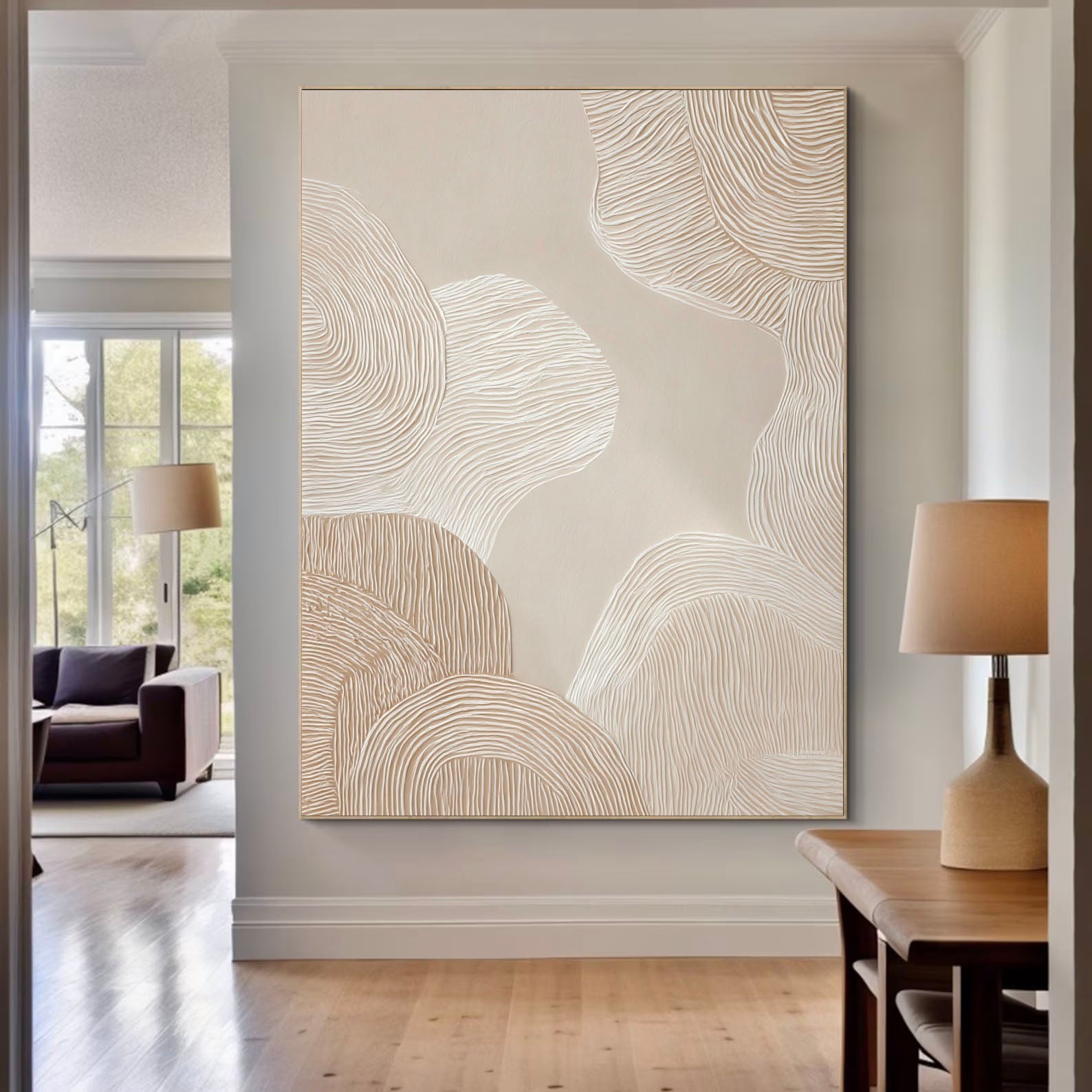 Textured Wave Serenity | Beige White