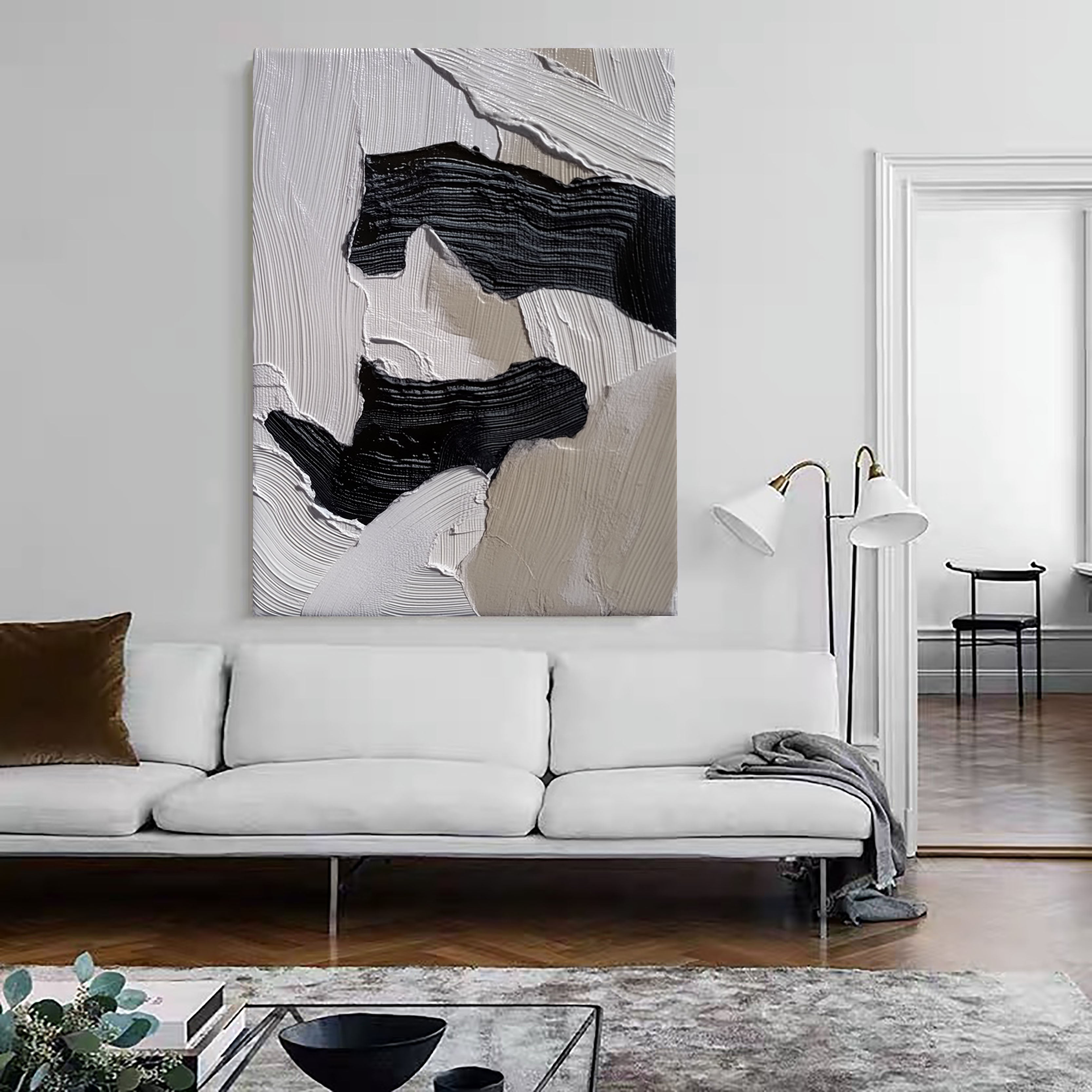 Textured Abstract Shapes | Black Beige