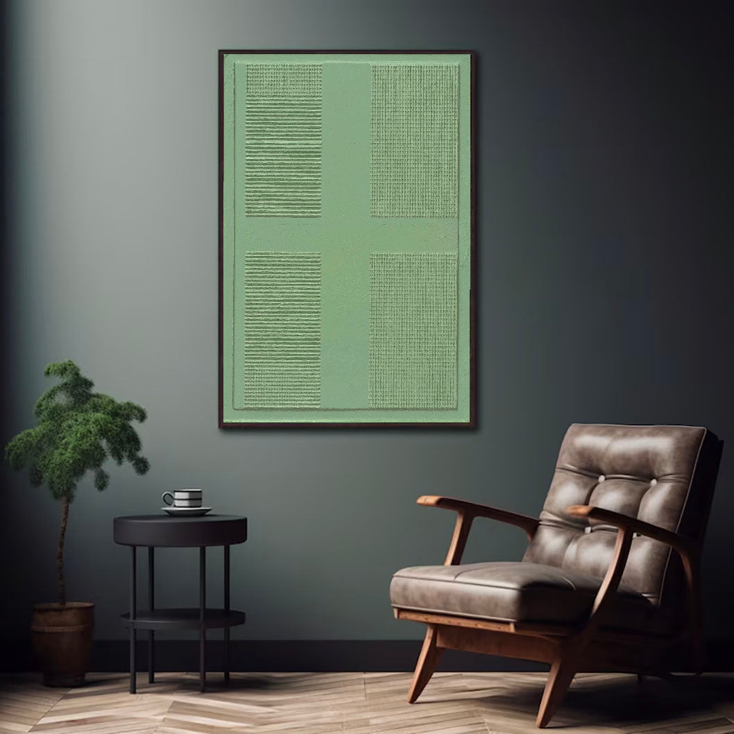 Textured Geometric Grid | Mint Hues