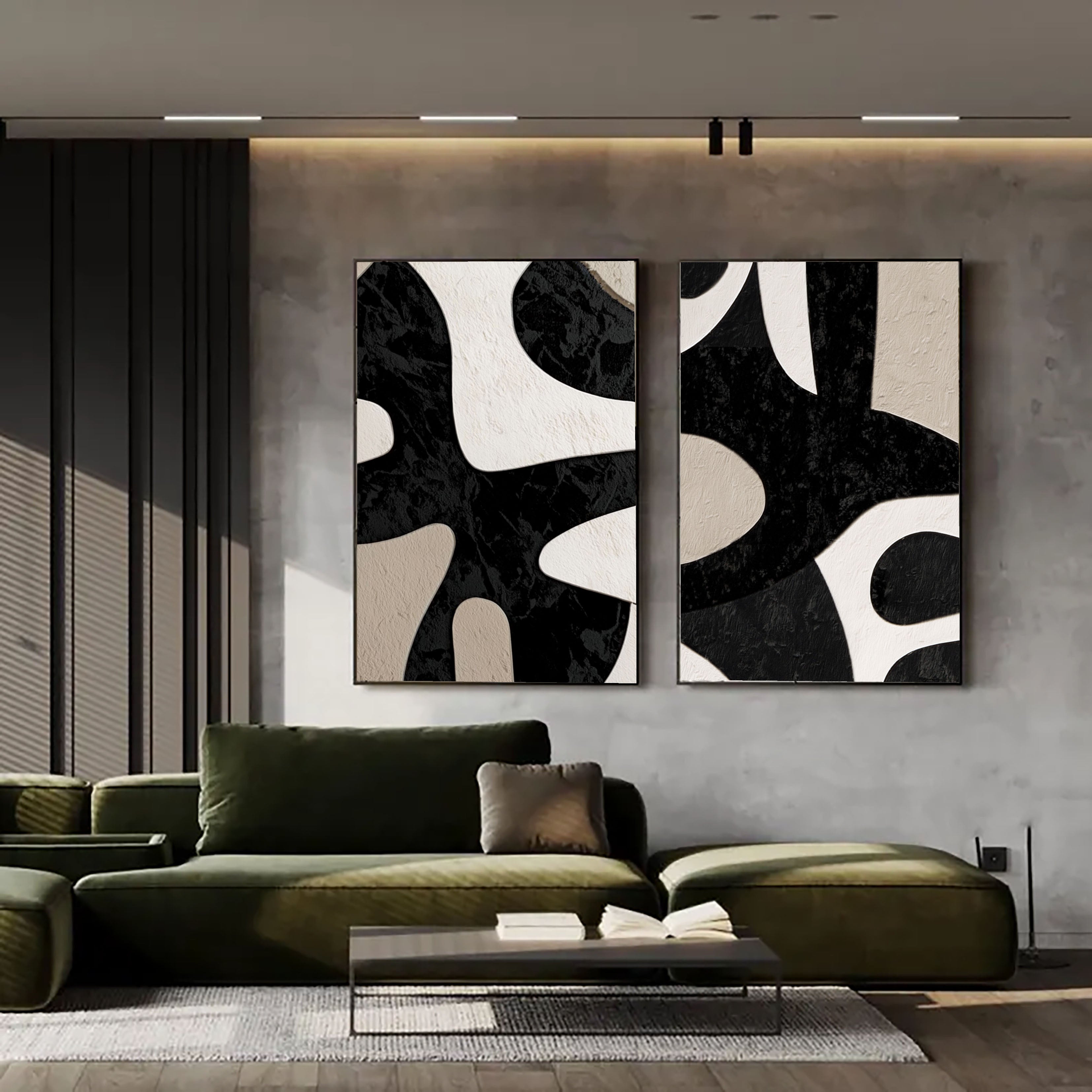 Bold Monochrome Forms | Abstract Duo