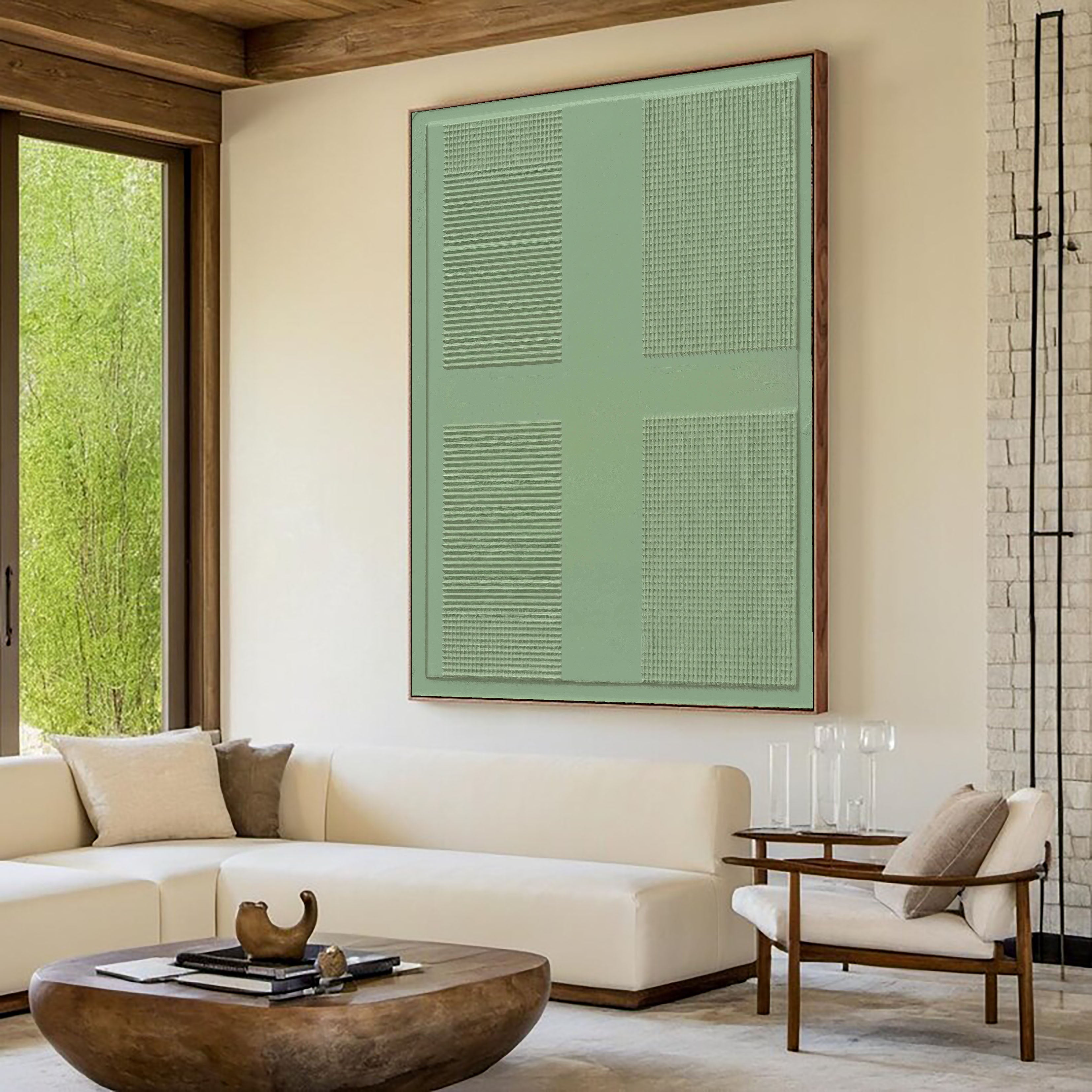 Textured Geometric Grid | Mint Hues