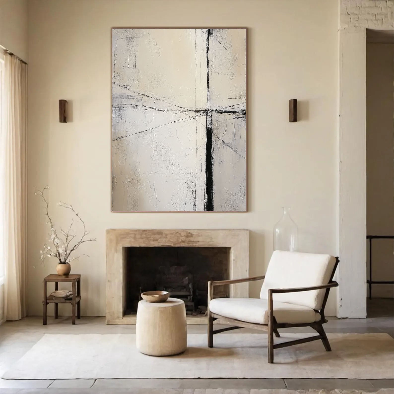 Textured Line Minimalism | Black Beige