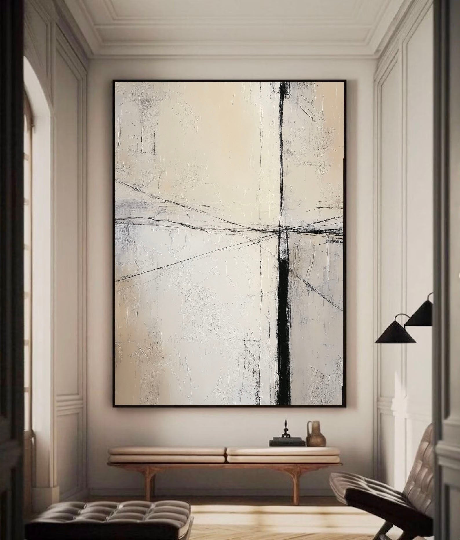 Textured Line Minimalism | Black Beige